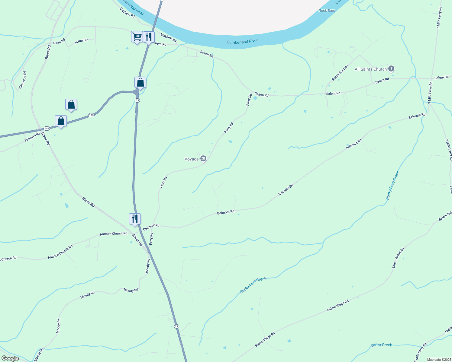 map of restaurants, bars, coffee shops, grocery stores, and more near 449 Pueblo Trce in Clarksville