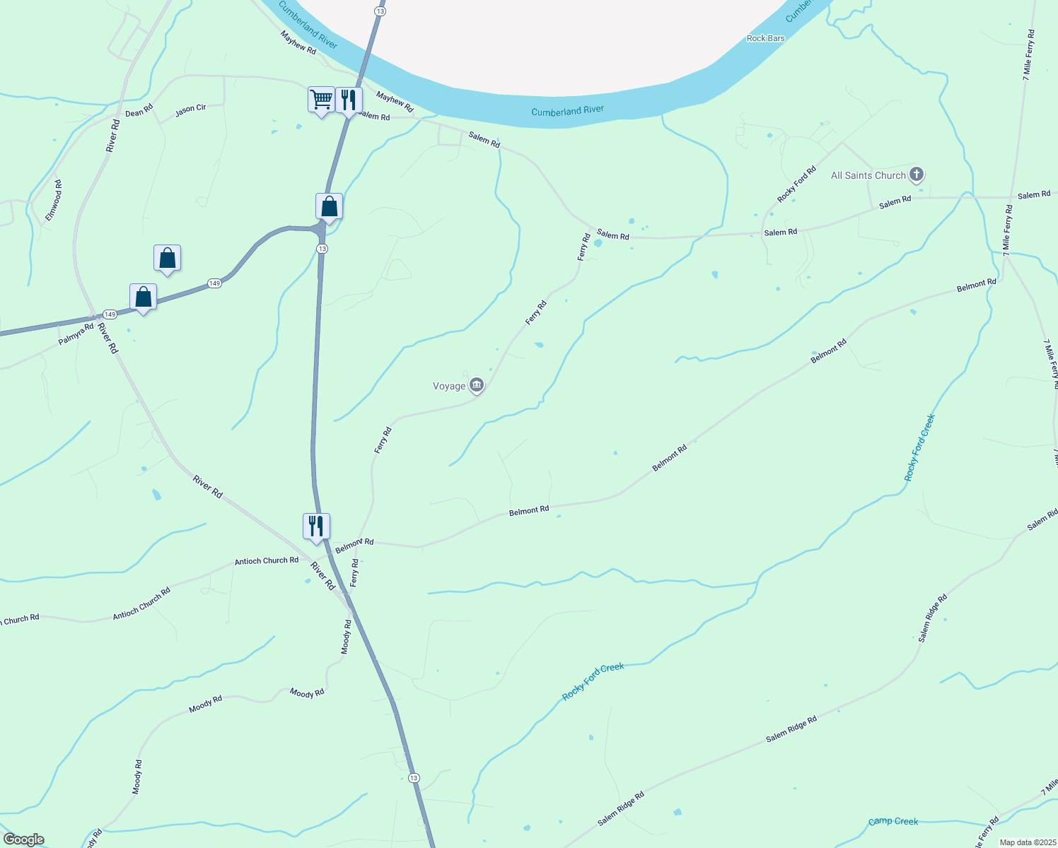map of restaurants, bars, coffee shops, grocery stores, and more near 449 Pueblo Trce in Clarksville