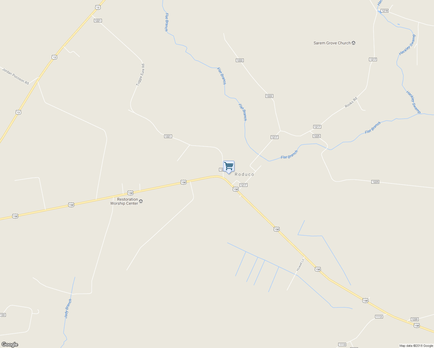 map of restaurants, bars, coffee shops, grocery stores, and more near 1481 U.S. 158 in Eure