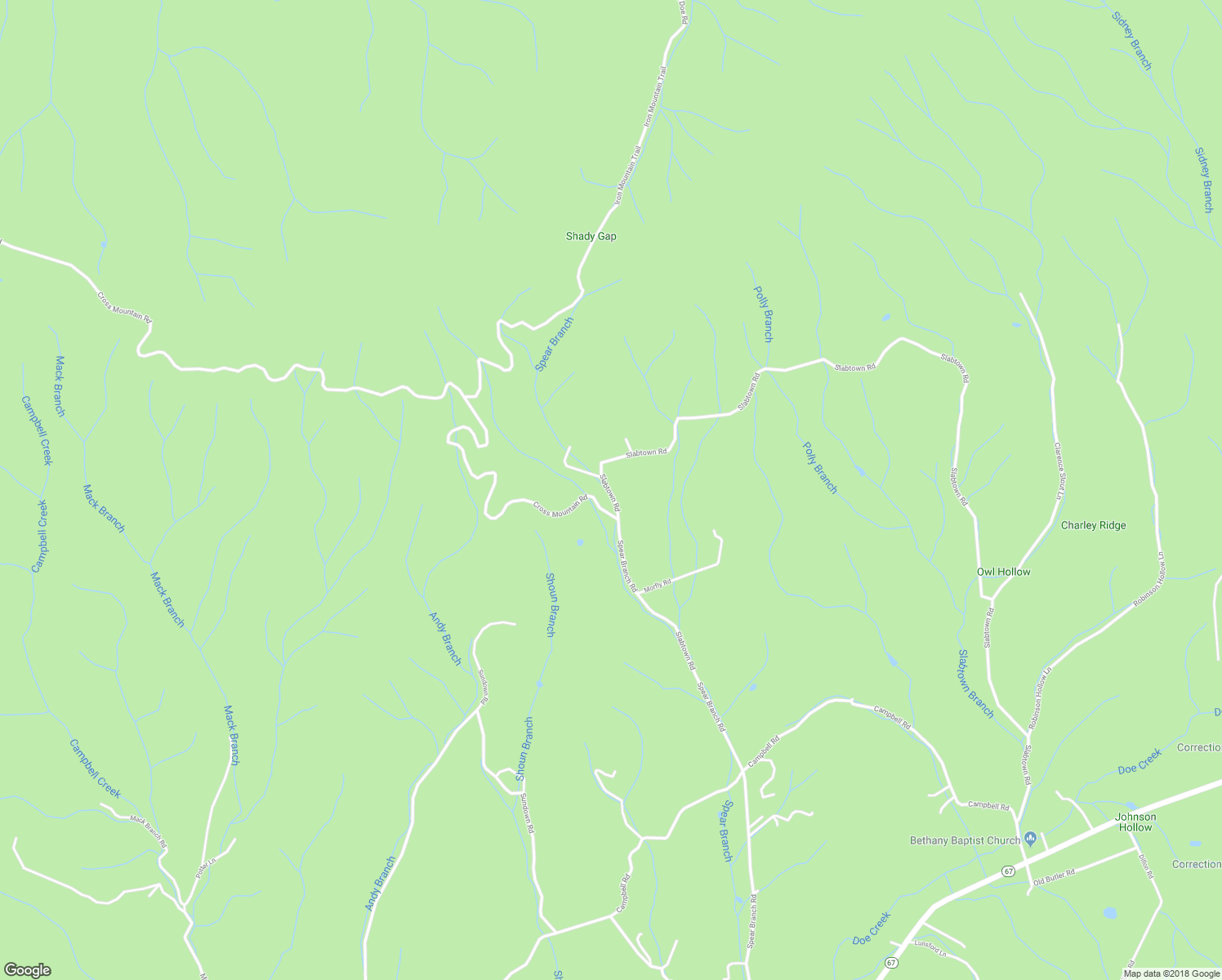 map of restaurants, bars, coffee shops, grocery stores, and more near 3072 Slabtown Road in Mountain City