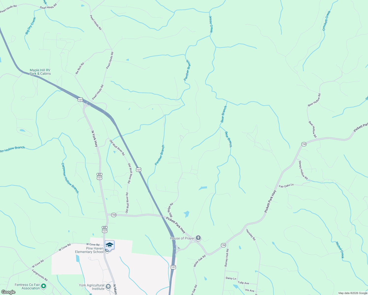 map of restaurants, bars, coffee shops, grocery stores, and more near 340 Billy Ridge Road in Jamestown