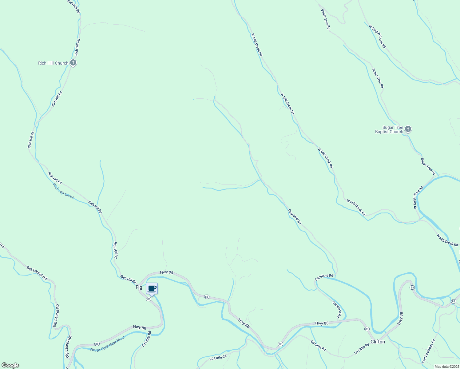map of restaurants, bars, coffee shops, grocery stores, and more near Dale Sapp Road in Ashe County