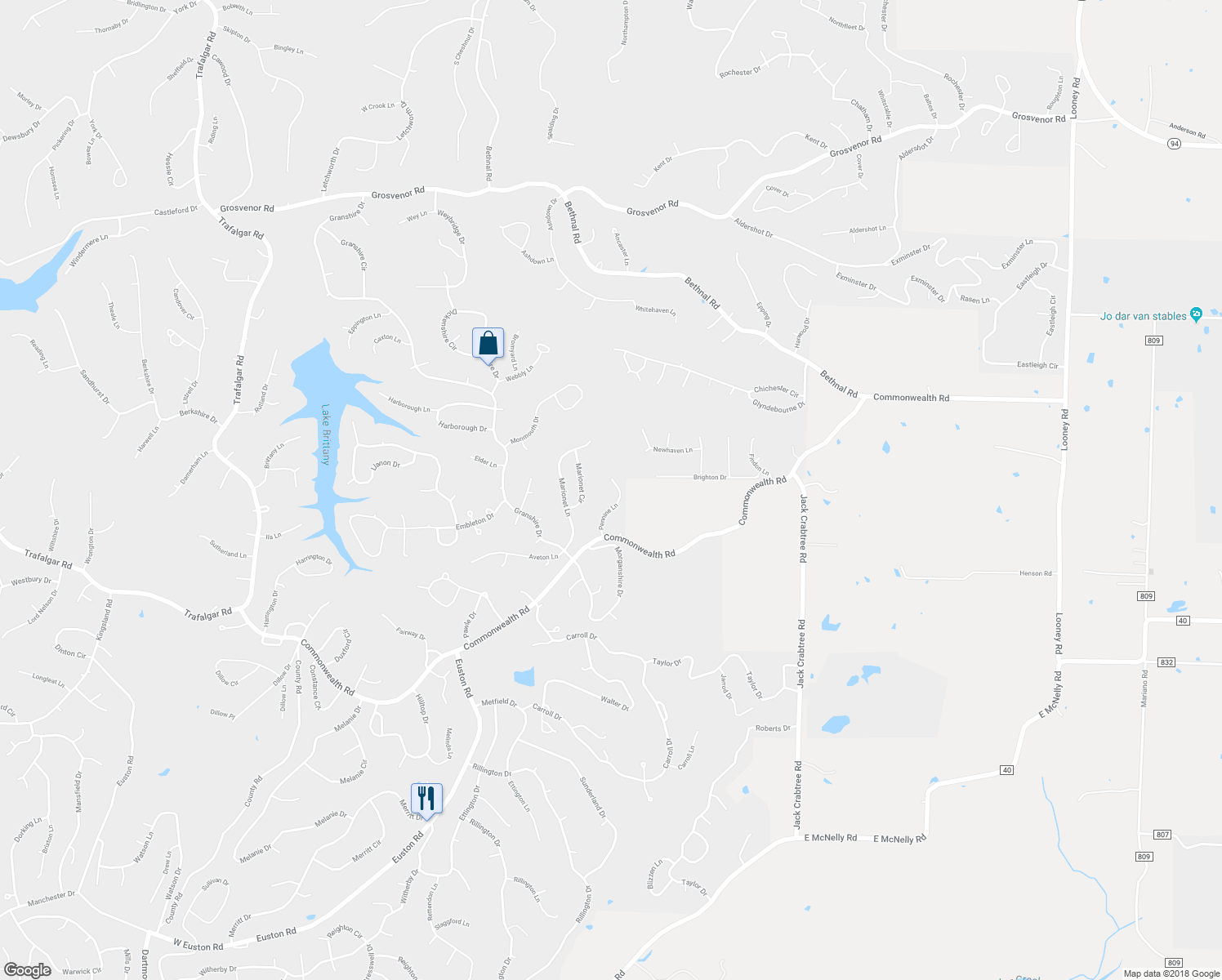 map of restaurants, bars, coffee shops, grocery stores, and more near 19 Pennine Lane in Bella Vista