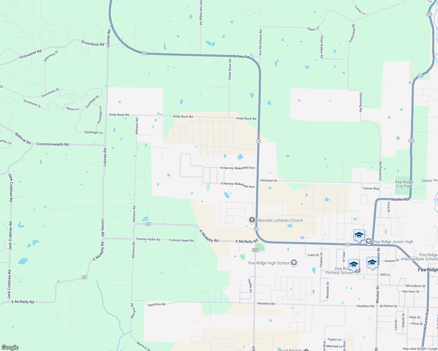 map of restaurants, bars, coffee shops, grocery stores, and more near 2460 Gen Franz Sigel Drive in Pea Ridge