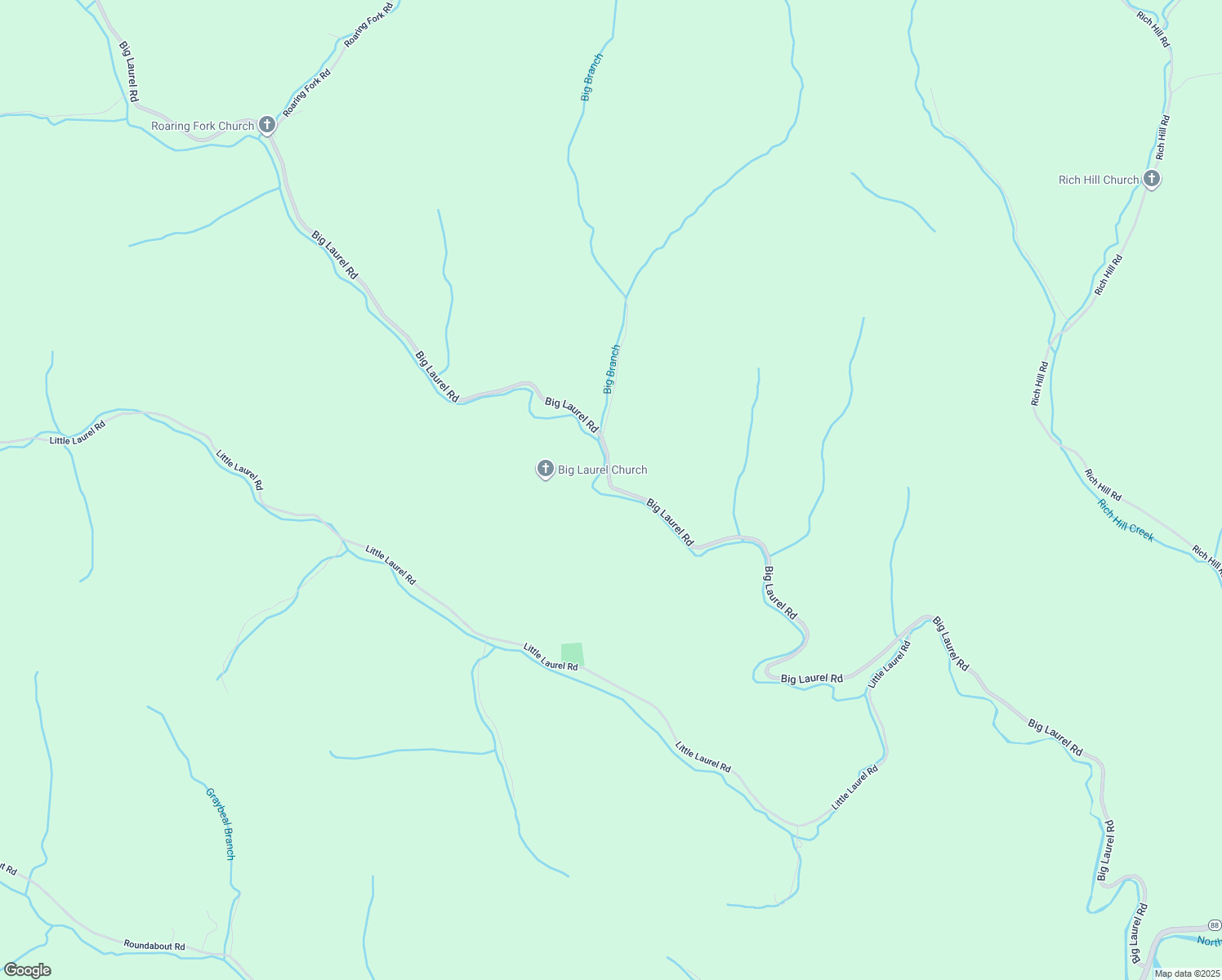 map of restaurants, bars, coffee shops, grocery stores, and more near 3103 Big Laurel Road in Creston