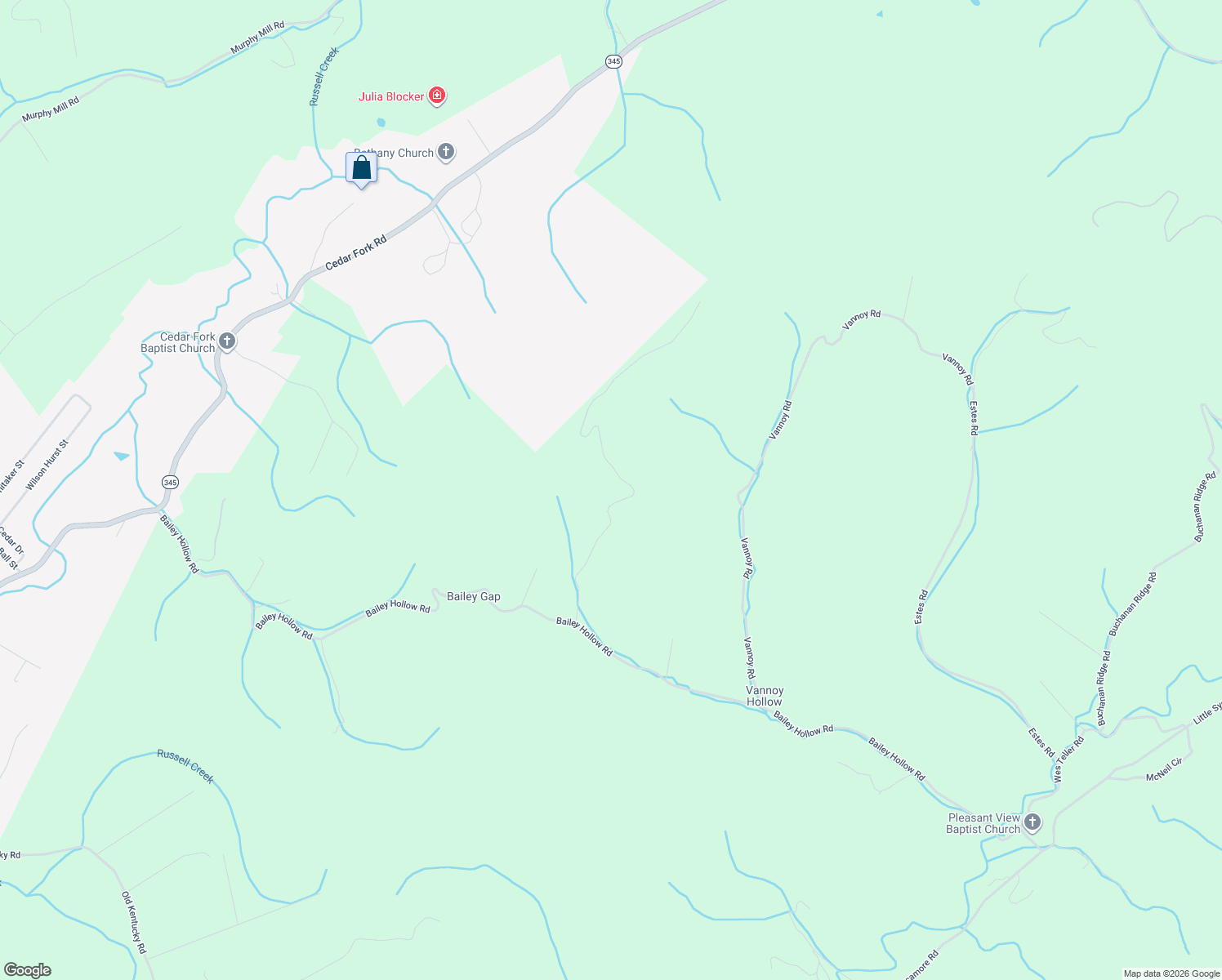 map of restaurants, bars, coffee shops, grocery stores, and more near Unnamed Road in Tazewell