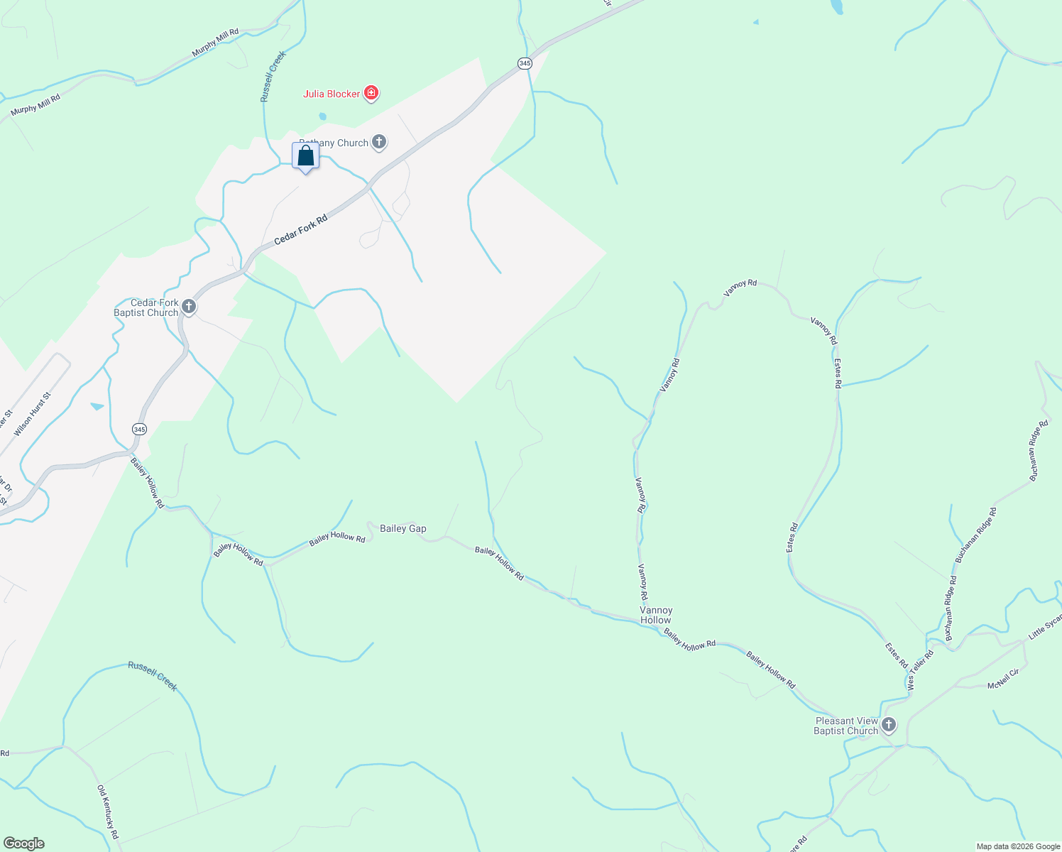 map of restaurants, bars, coffee shops, grocery stores, and more near Unnamed Road in Tazewell