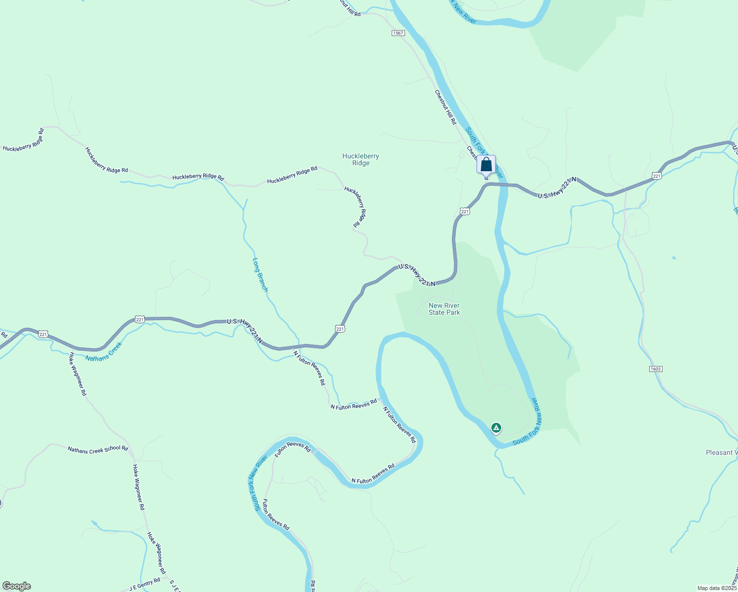 map of restaurants, bars, coffee shops, grocery stores, and more near 9598 U.S. Highway 221 North in Crumpler