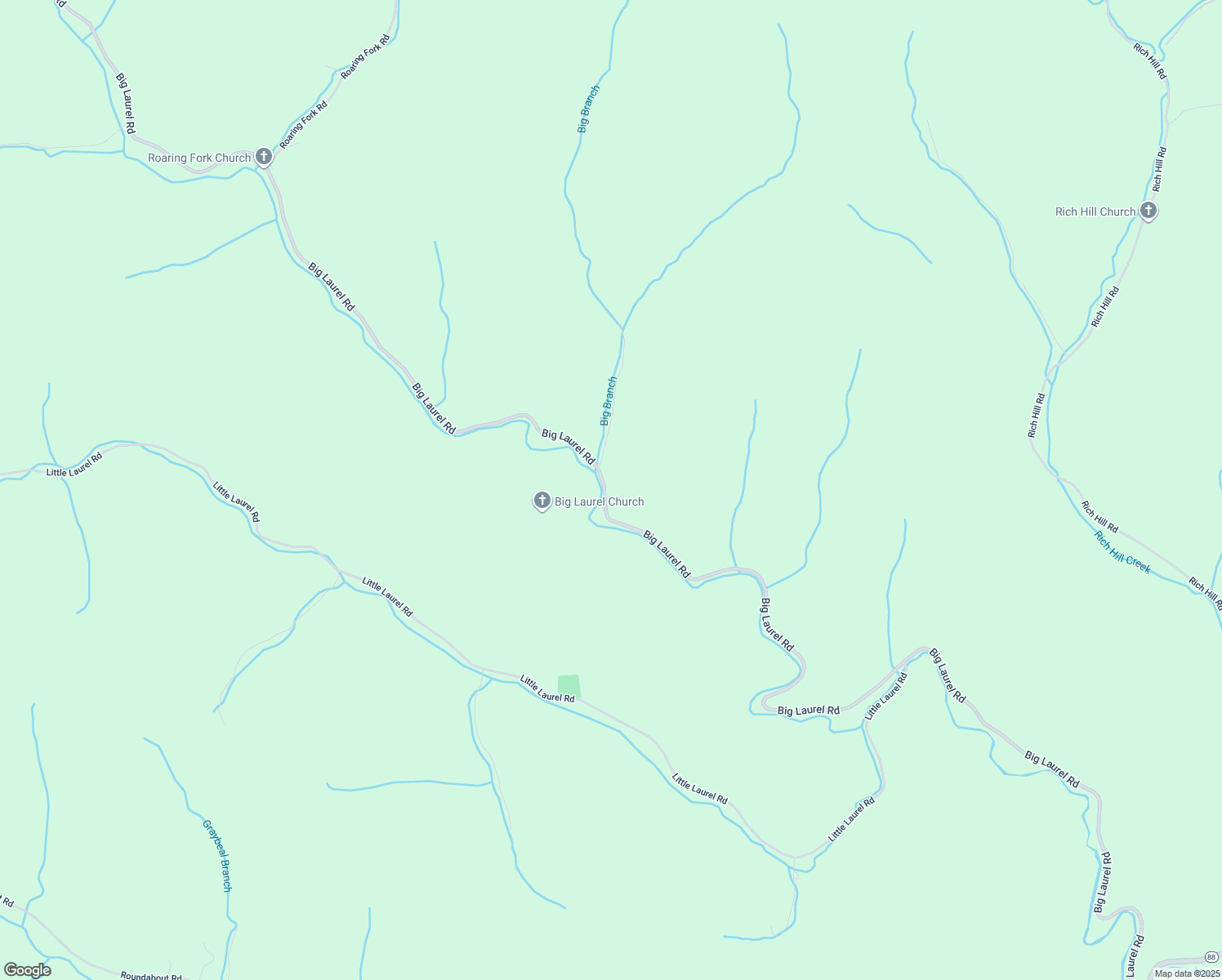 map of restaurants, bars, coffee shops, grocery stores, and more near 3186 Big Laurel Road in Creston