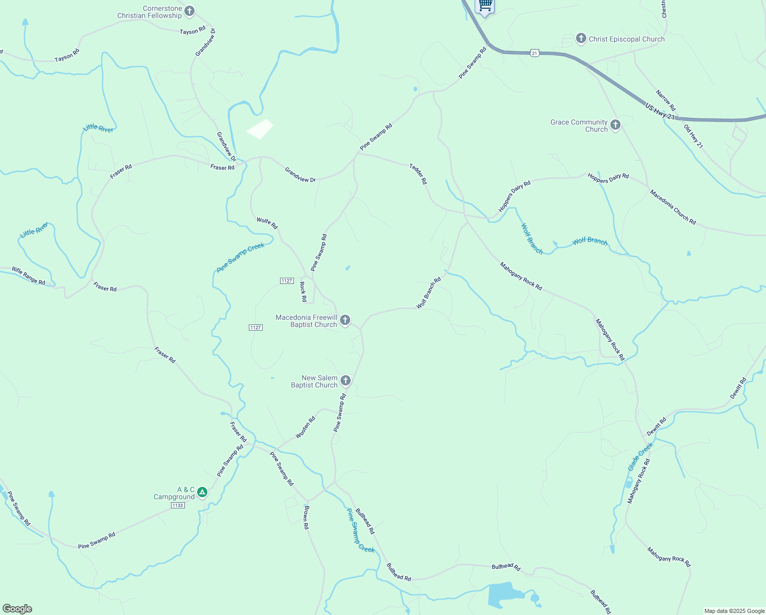 map of restaurants, bars, coffee shops, grocery stores, and more near 2-720 State Road 1123 in Sparta