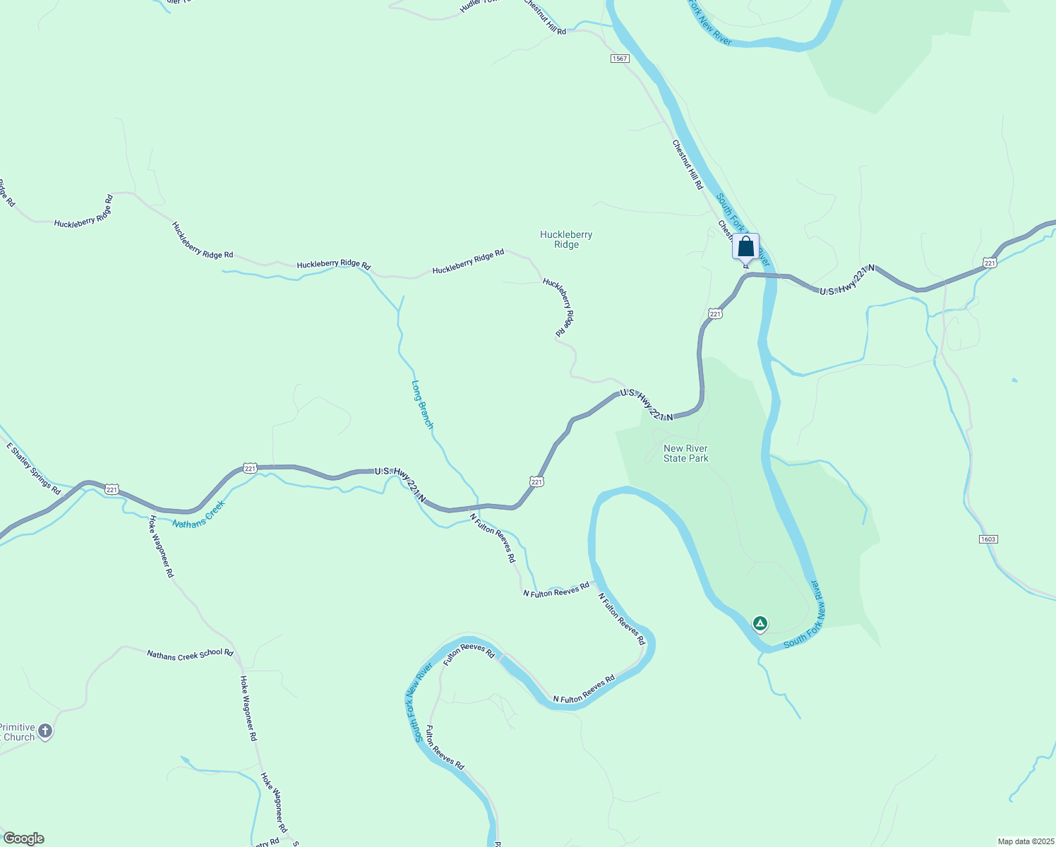 map of restaurants, bars, coffee shops, grocery stores, and more near 9583 U.S. Highway 221 North in Crumpler