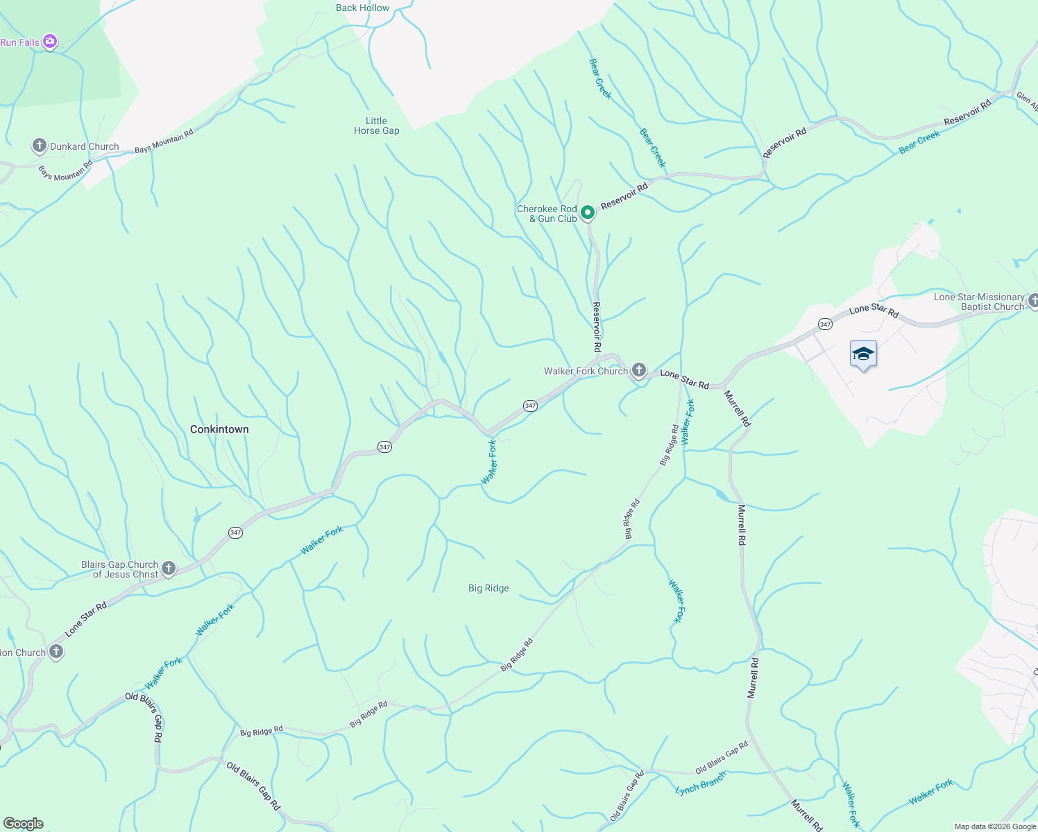 map of restaurants, bars, coffee shops, grocery stores, and more near 6693 Lone Star Road in Kingsport