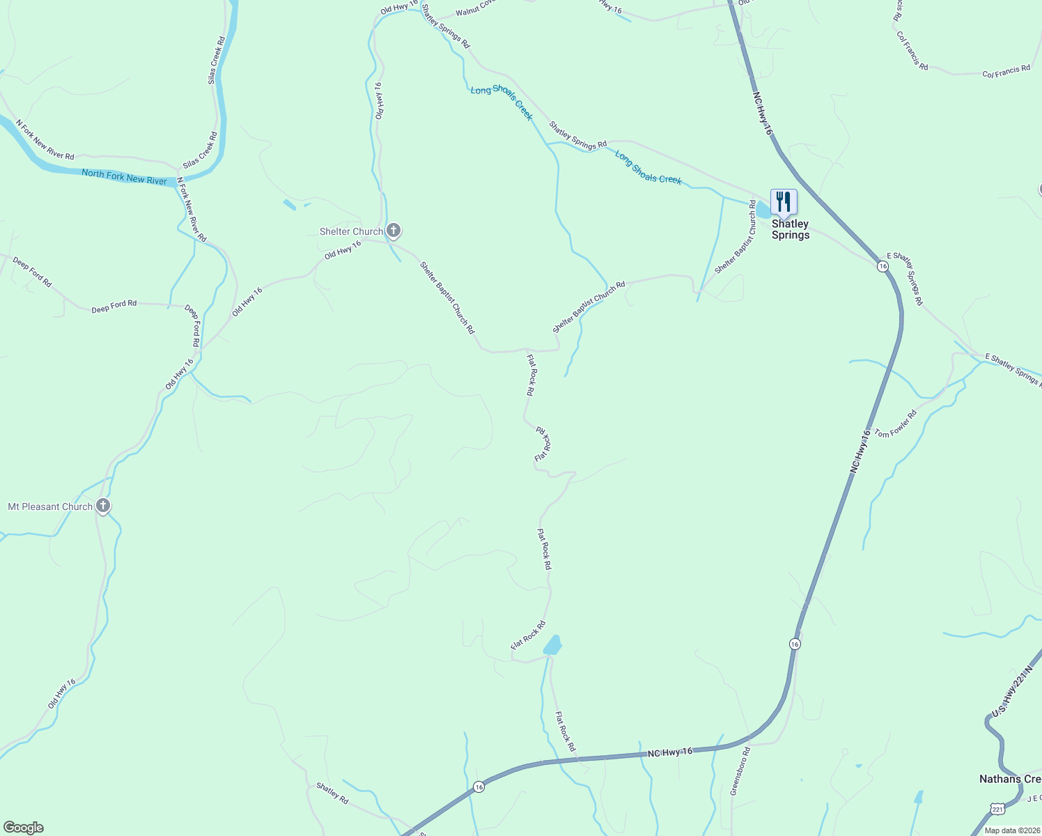 map of restaurants, bars, coffee shops, grocery stores, and more near 1965 Flat Rock Road in Crumpler