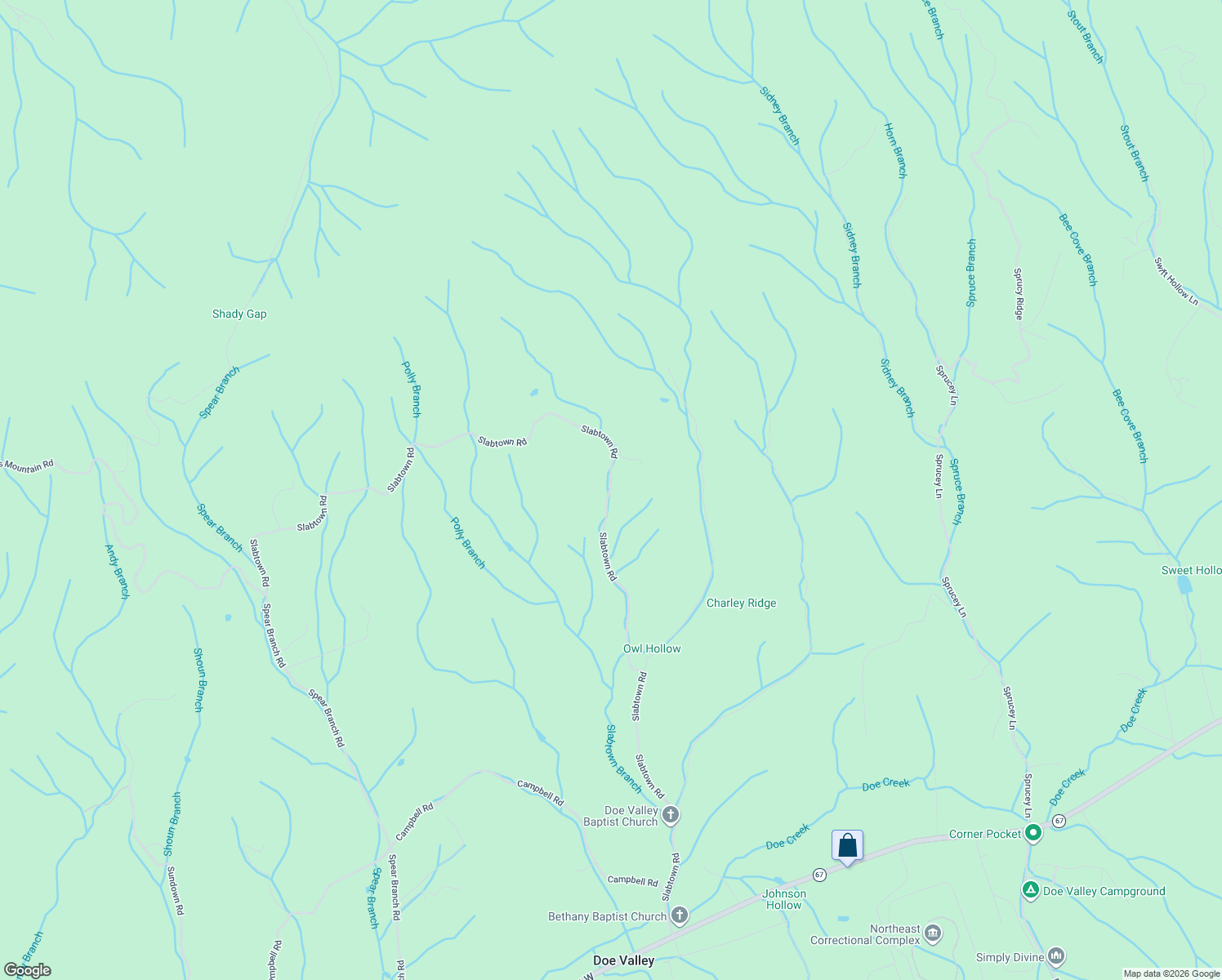 map of restaurants, bars, coffee shops, grocery stores, and more near 1316 Slabtown Road in Mountain City