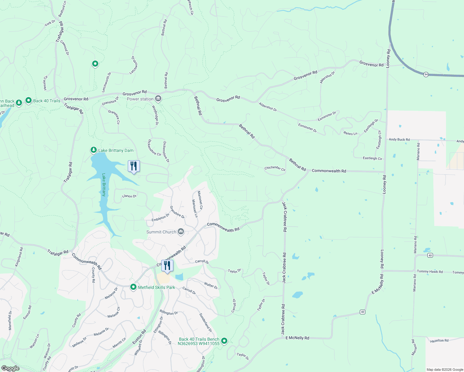 map of restaurants, bars, coffee shops, grocery stores, and more near 1 Lewes Lane in Bella Vista
