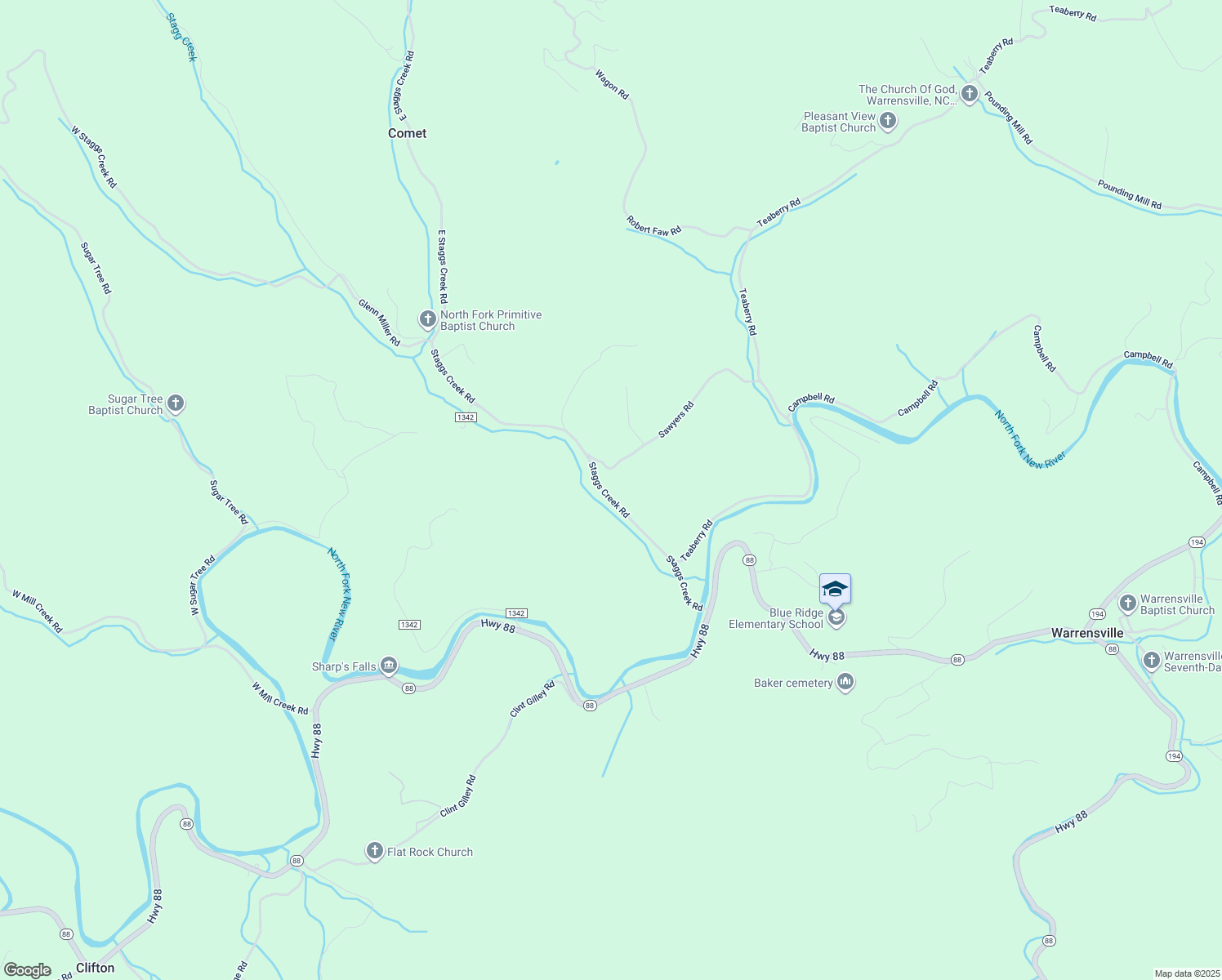 map of restaurants, bars, coffee shops, grocery stores, and more near 572 Staggs Creek Road in Warrensville