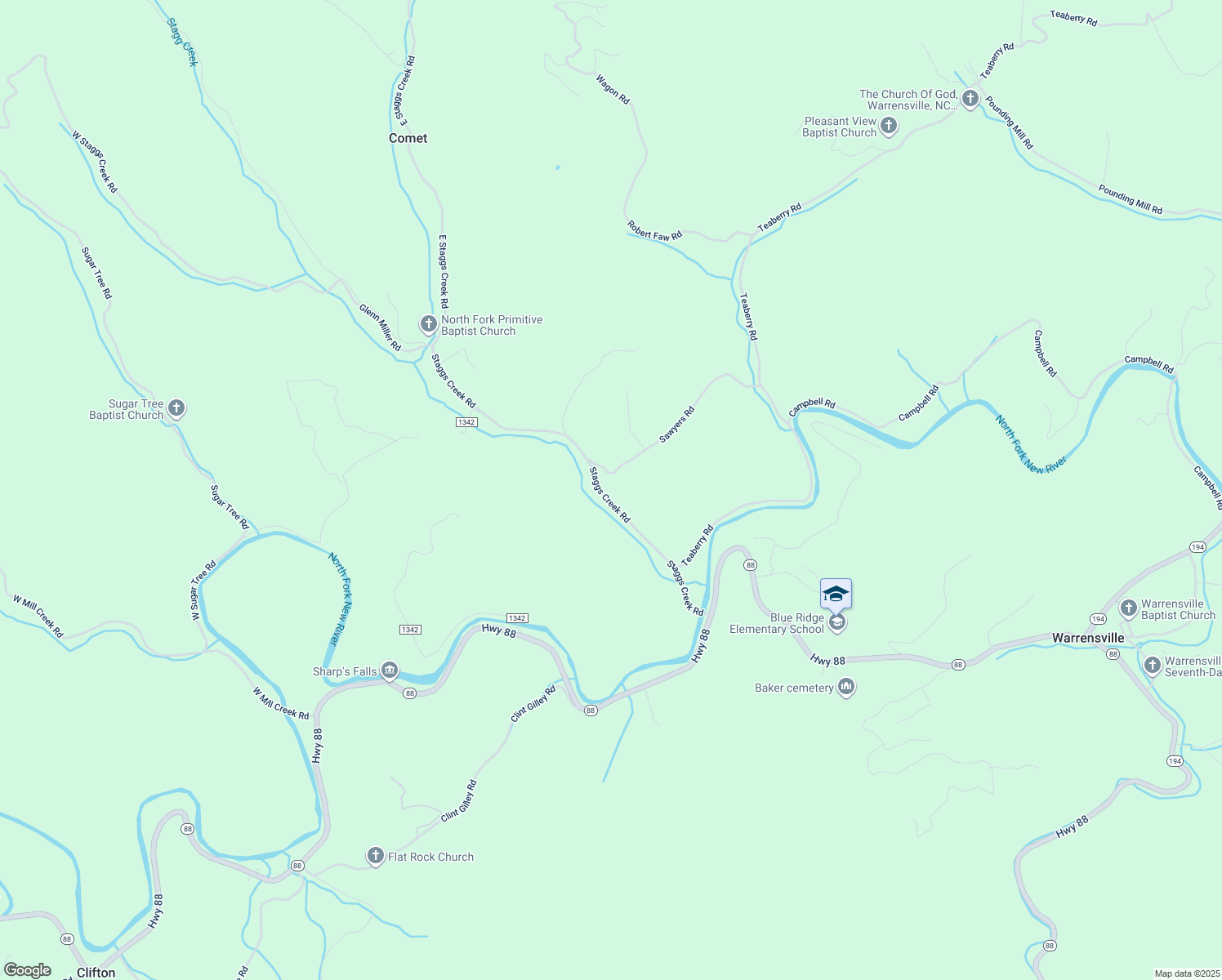map of restaurants, bars, coffee shops, grocery stores, and more near 572 Staggs Creek Road in Warrensville