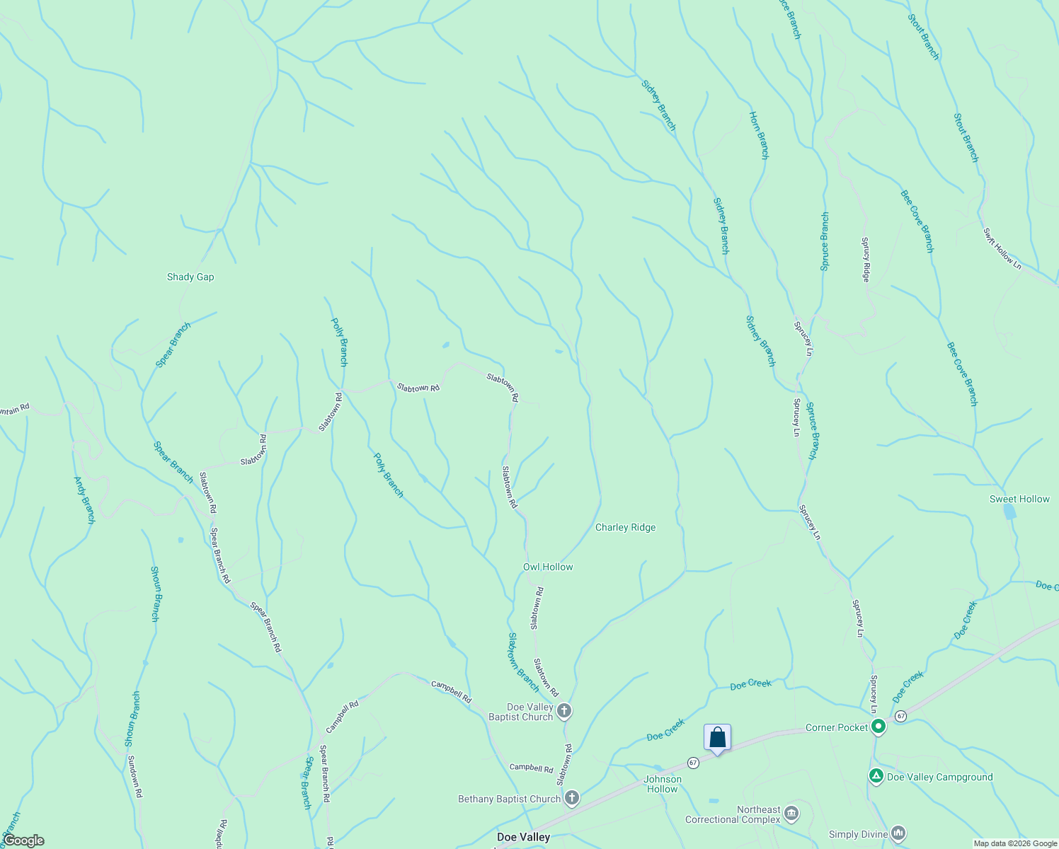 map of restaurants, bars, coffee shops, grocery stores, and more near 1316 Slabtown Road in Mountain City