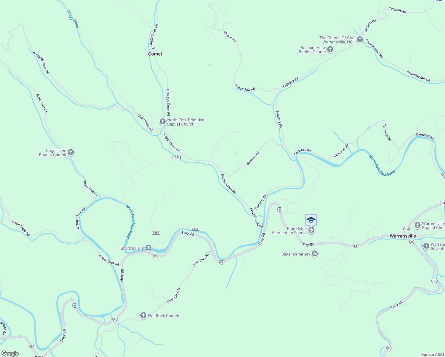map of restaurants, bars, coffee shops, grocery stores, and more near 611 Staggs Creek Road in Warrensville