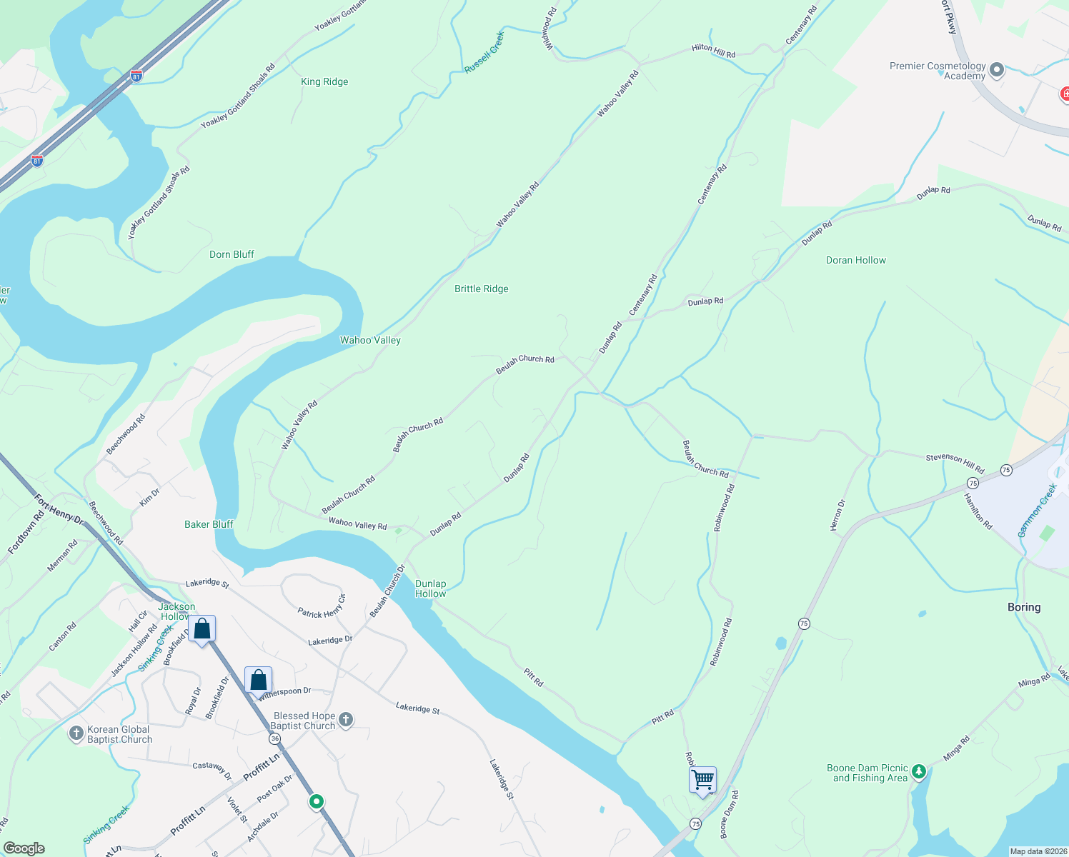 map of restaurants, bars, coffee shops, grocery stores, and more near 1149 Dunlap Road in Kingsport