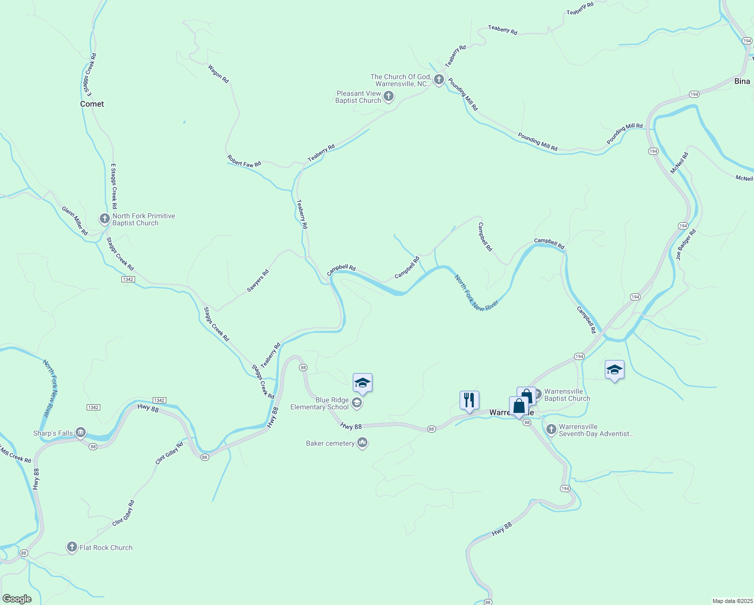 map of restaurants, bars, coffee shops, grocery stores, and more near in Warrensville