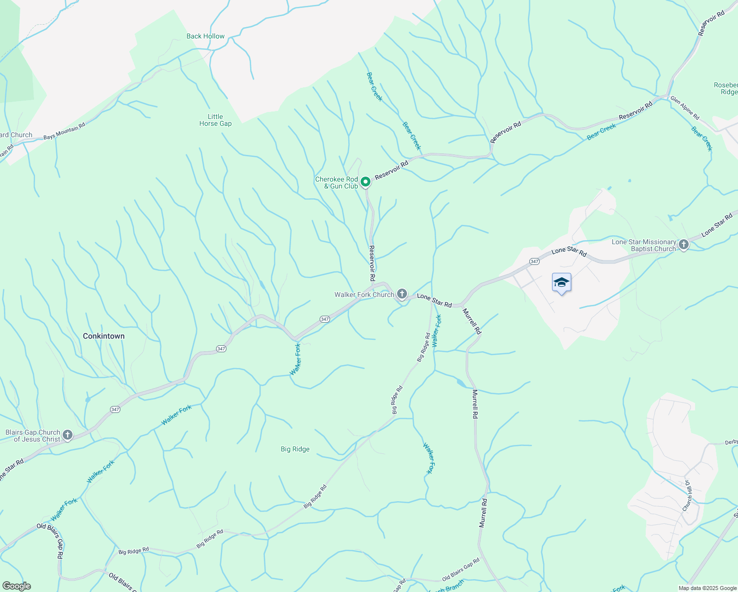 map of restaurants, bars, coffee shops, grocery stores, and more near 4350 Reservoir Road in Kingsport