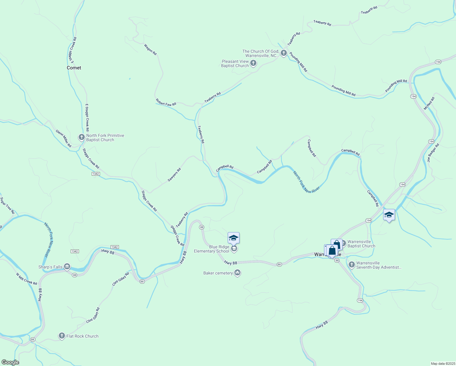 map of restaurants, bars, coffee shops, grocery stores, and more near 229 Falls Lane in Warrensville