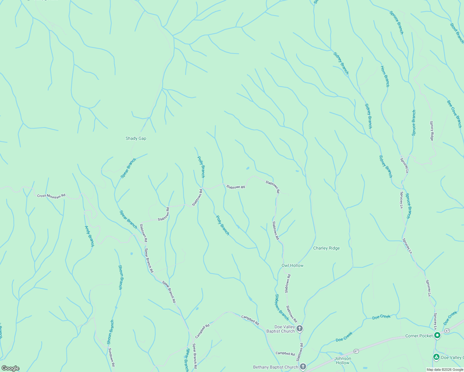 map of restaurants, bars, coffee shops, grocery stores, and more near 2060 Slabtown Road in Mountain City