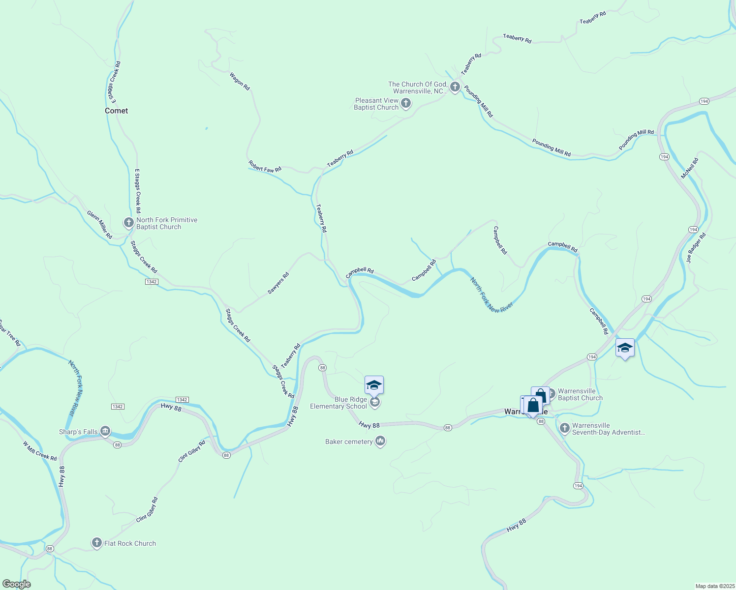 map of restaurants, bars, coffee shops, grocery stores, and more near 229 Falls Lane in Warrensville