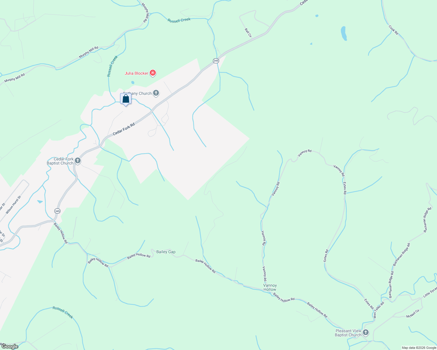 map of restaurants, bars, coffee shops, grocery stores, and more near 425 Vannoy Hollow Road in New Tazewell