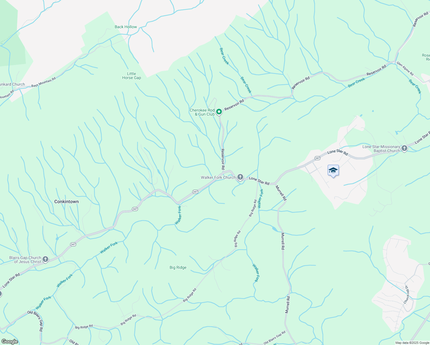 map of restaurants, bars, coffee shops, grocery stores, and more near 4350 Reservoir Road in Kingsport