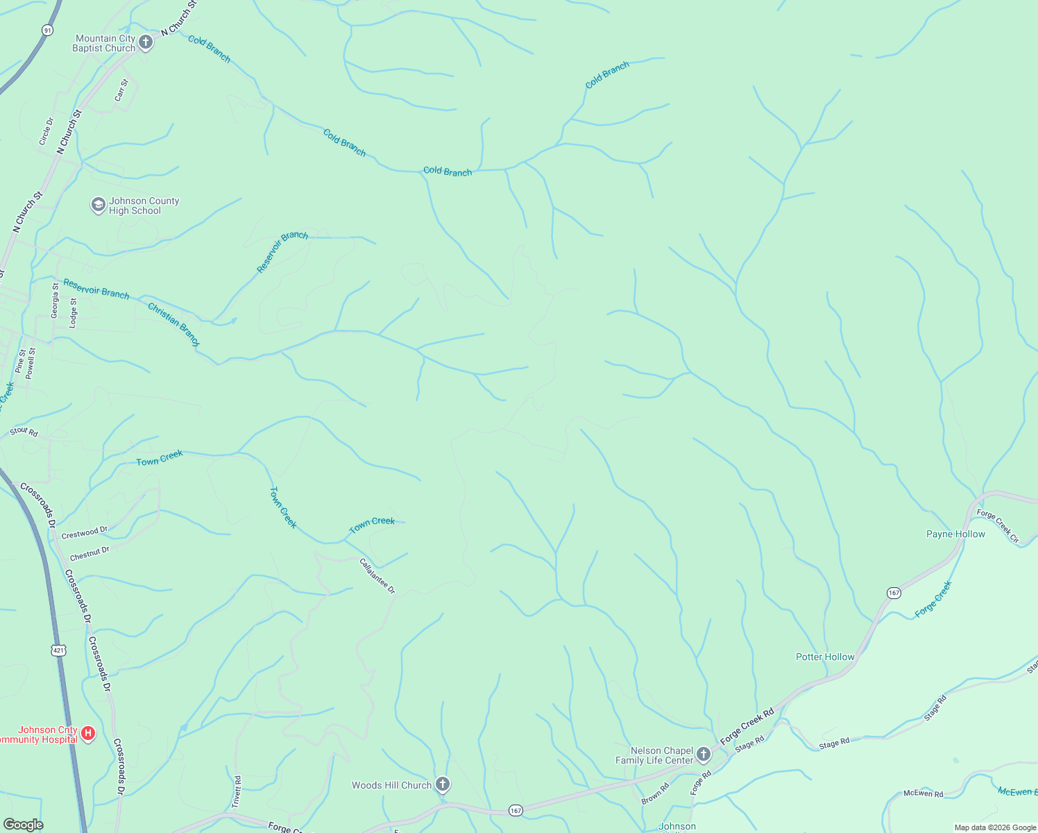 map of restaurants, bars, coffee shops, grocery stores, and more near 2590 Callalantee Drive in Mountain City
