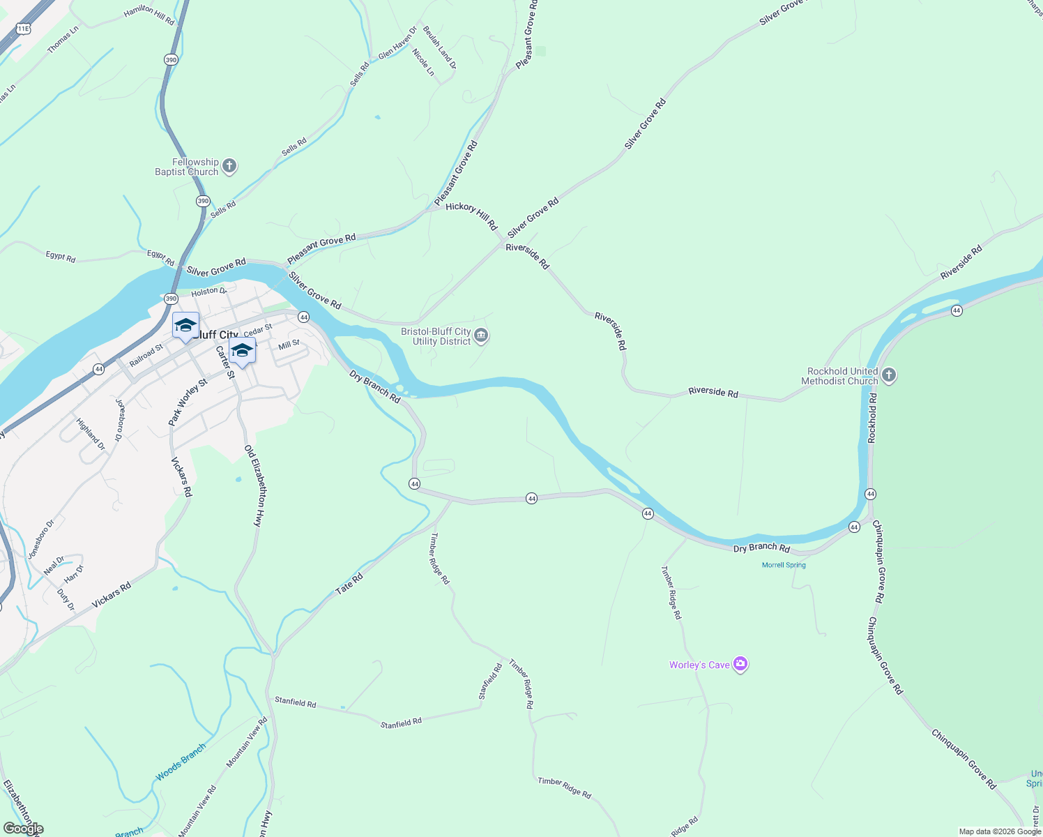 map of restaurants, bars, coffee shops, grocery stores, and more near 323 Graybeal Road in Bluff City