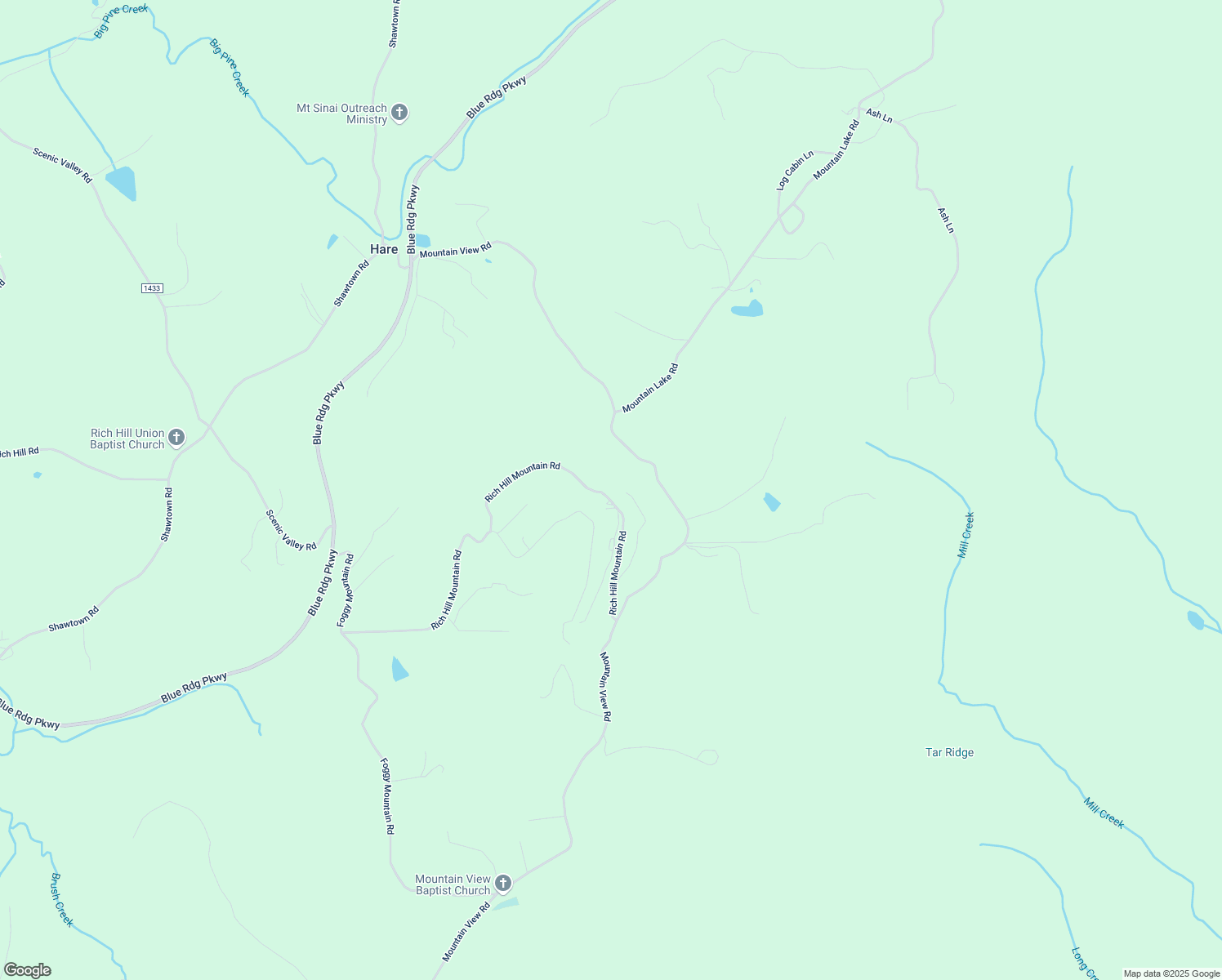 map of restaurants, bars, coffee shops, grocery stores, and more near 1141 Rich Hill Mountain Road in Glade Valley