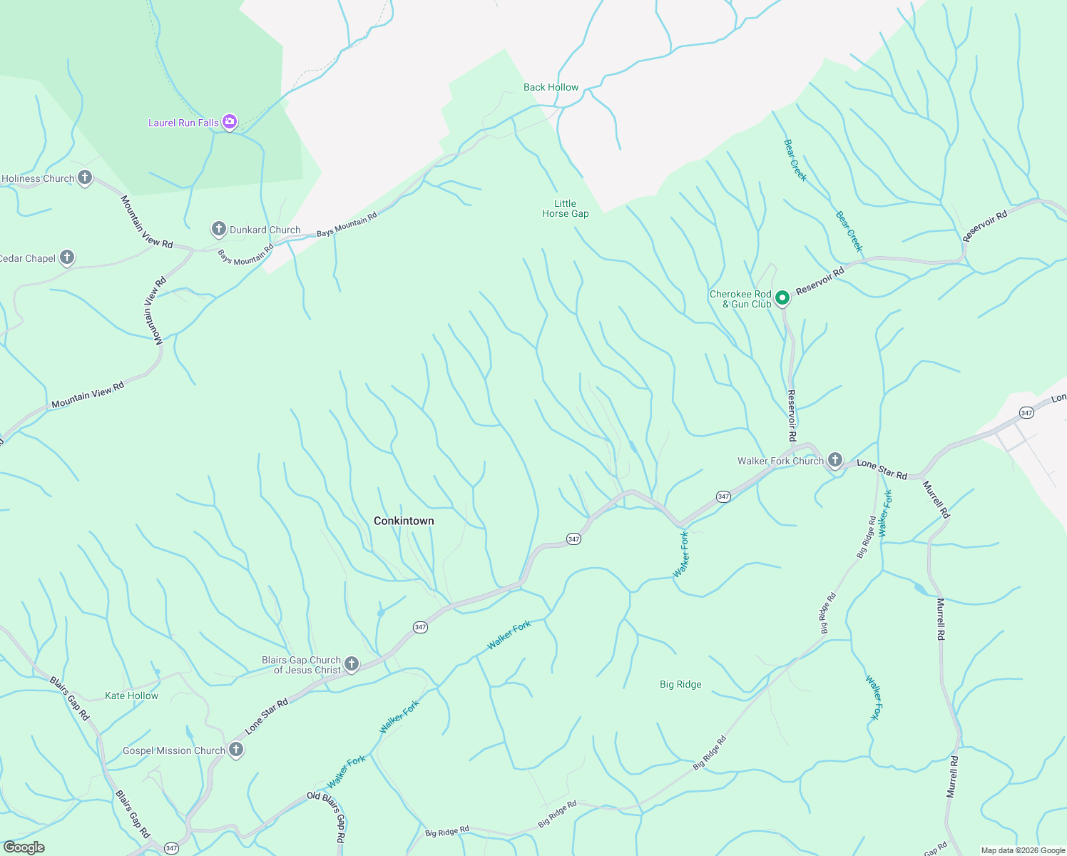 map of restaurants, bars, coffee shops, grocery stores, and more near 884 Little Horse Gap Private Drive in Rogersville
