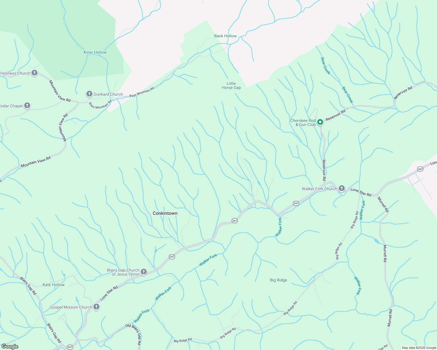 map of restaurants, bars, coffee shops, grocery stores, and more near 884 Little Horse Gap Private Drive in Rogersville