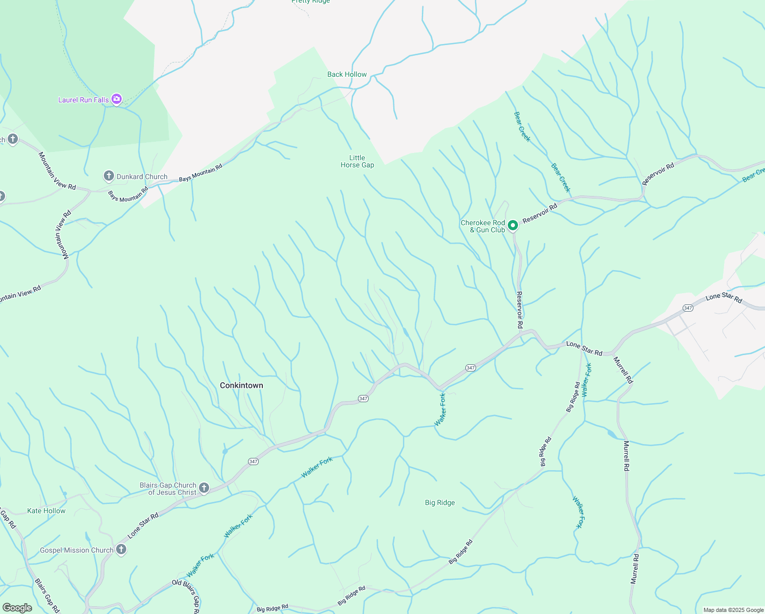 map of restaurants, bars, coffee shops, grocery stores, and more near 601 Little Horse Gap Private Drive in Kingsport