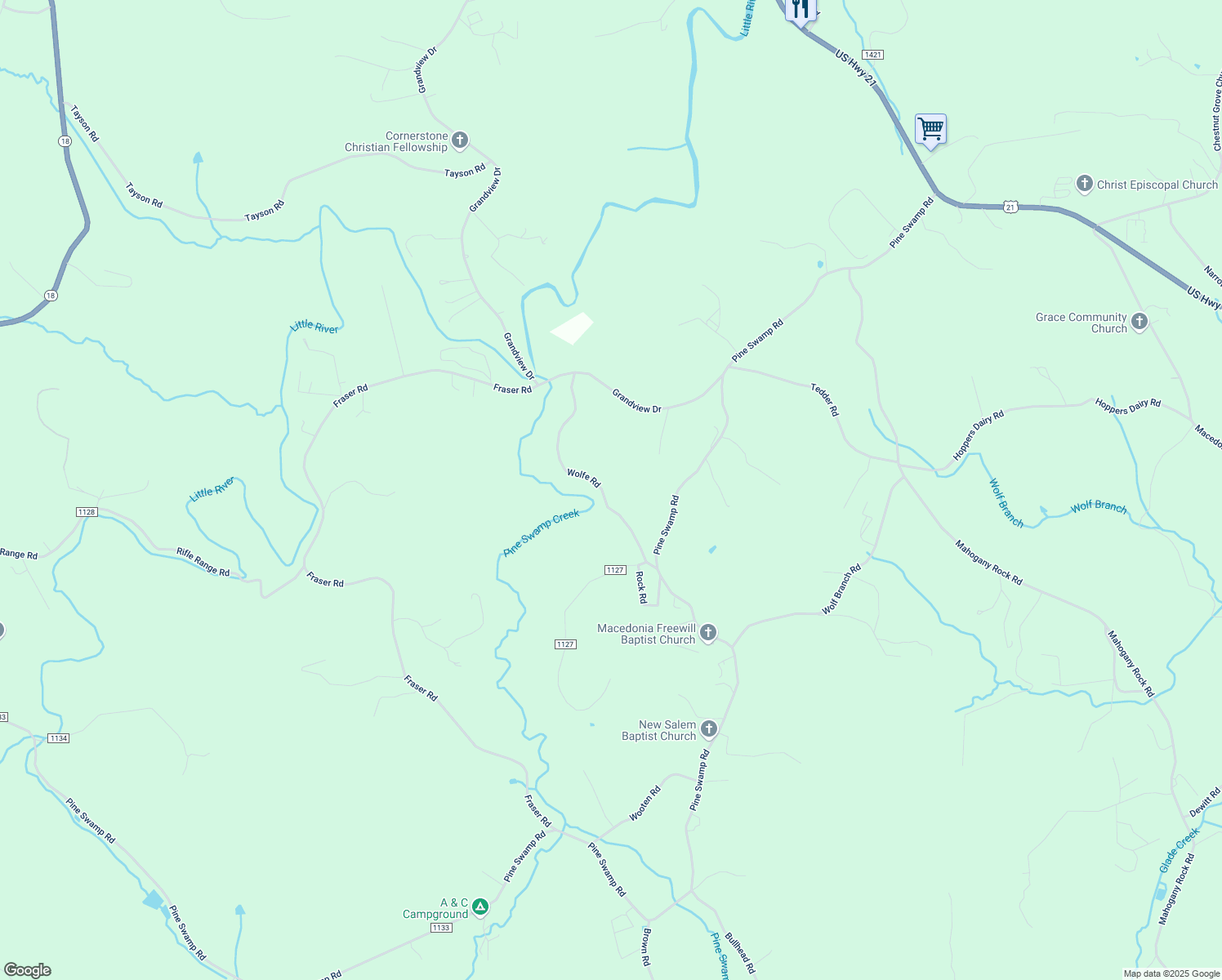 map of restaurants, bars, coffee shops, grocery stores, and more near 491 Wolfe Road in Sparta