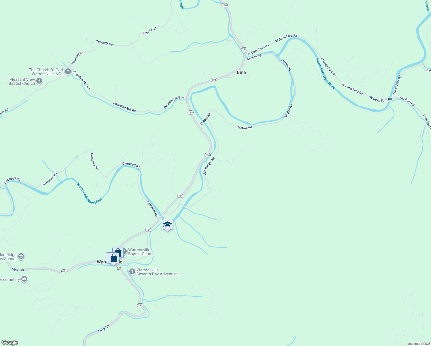 map of restaurants, bars, coffee shops, grocery stores, and more near 185 Swindlers Ridge Road in Warrensville