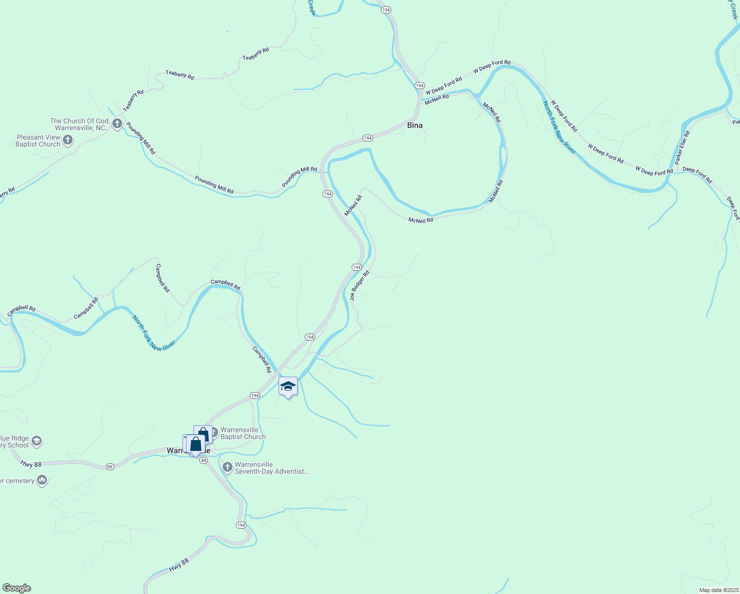 map of restaurants, bars, coffee shops, grocery stores, and more near 185 Swindlers Ridge Road in Warrensville