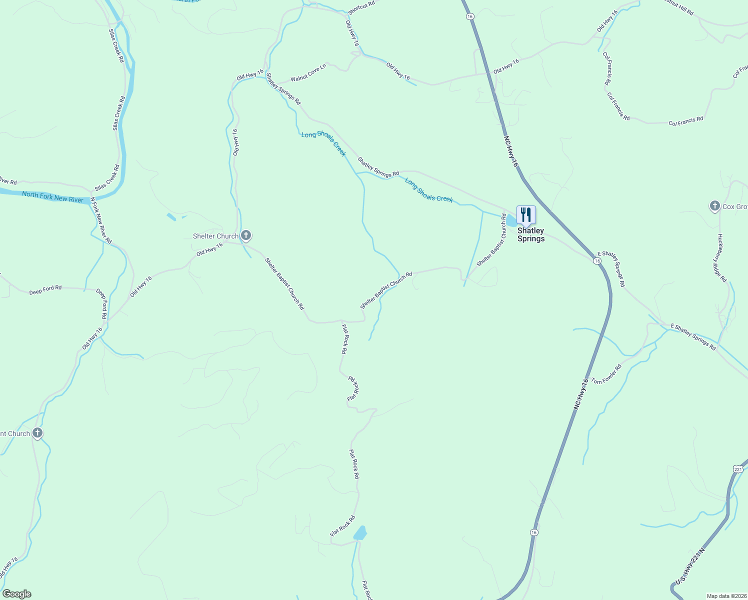 map of restaurants, bars, coffee shops, grocery stores, and more near 1165 Shelter Baptist Church Road in Crumpler