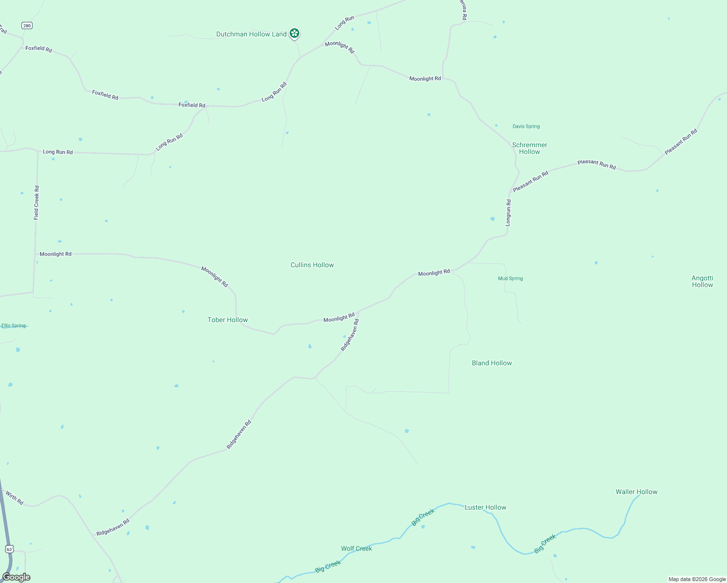 map of restaurants, bars, coffee shops, grocery stores, and more near 1954 Moonlight Road in Mammoth Spring