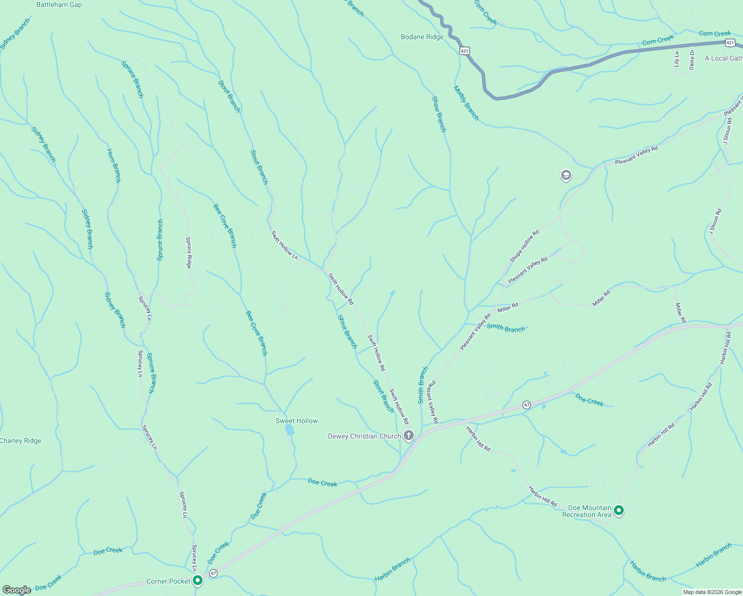 map of restaurants, bars, coffee shops, grocery stores, and more near 912 Swift Hollow Road in Mountain City