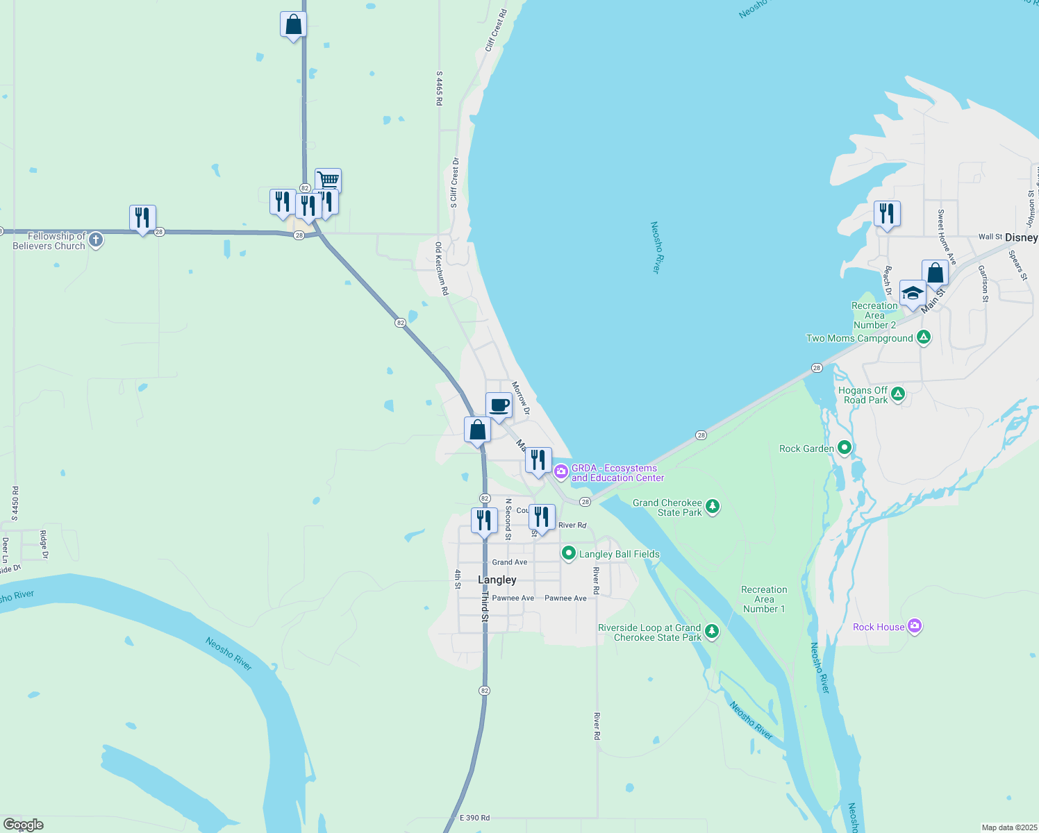 map of restaurants, bars, coffee shops, grocery stores, and more near 820 Bumble Bee Street in Langley