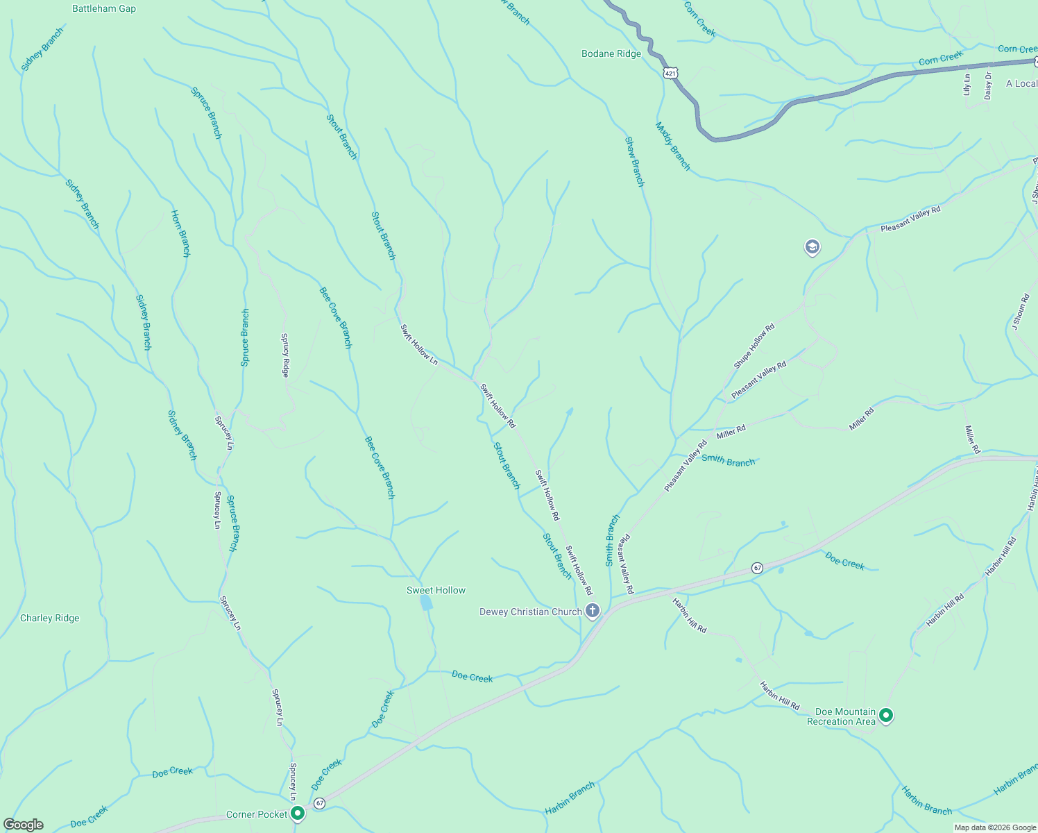 map of restaurants, bars, coffee shops, grocery stores, and more near 912 Swift Hollow Road in Mountain City