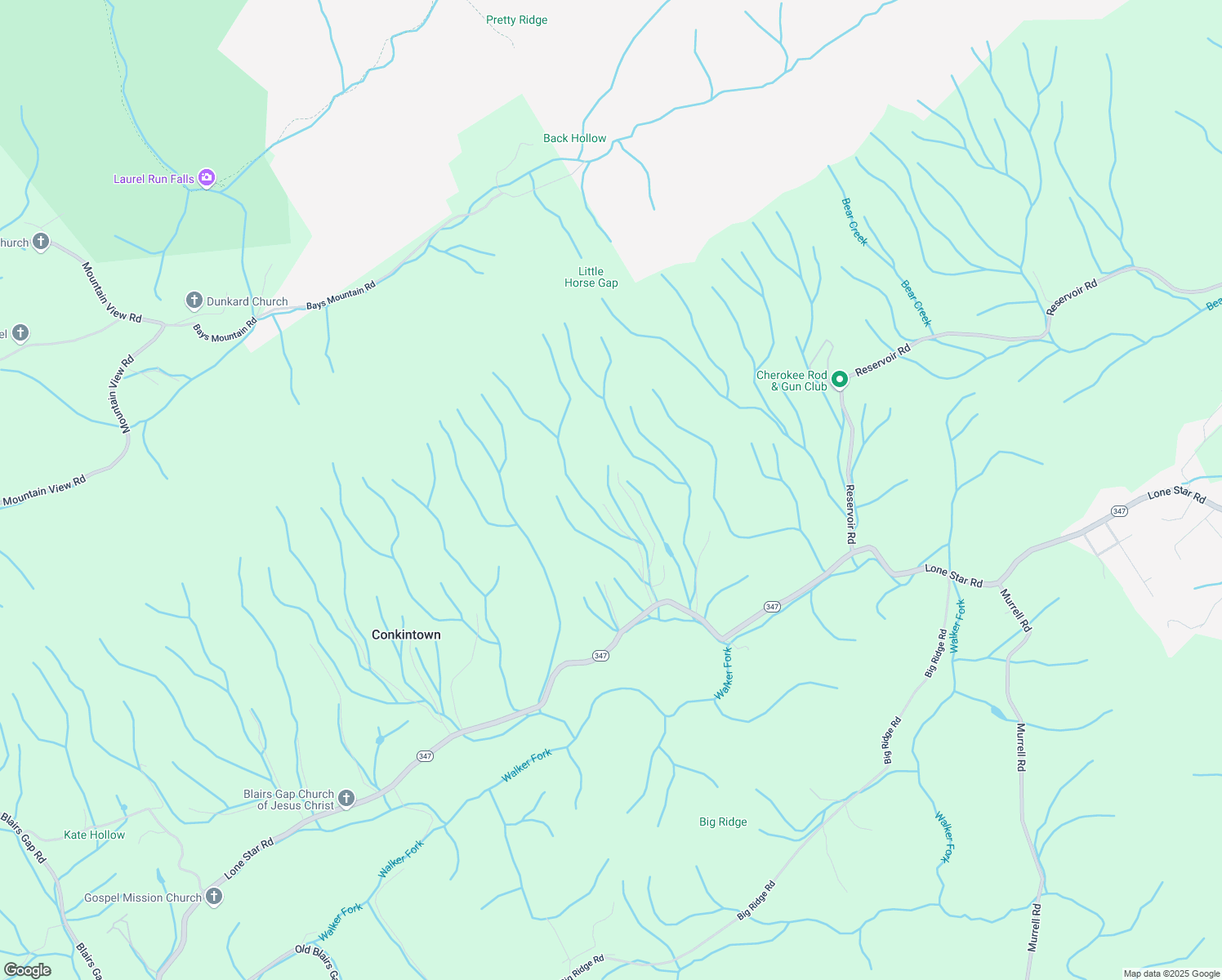map of restaurants, bars, coffee shops, grocery stores, and more near 601 Little Horse Gap Private Drive in Kingsport