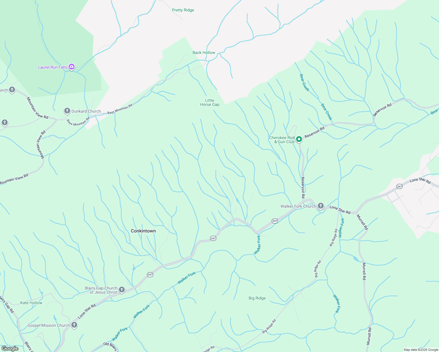map of restaurants, bars, coffee shops, grocery stores, and more near 884 Little Horse Gap Private Drive in Rogersville