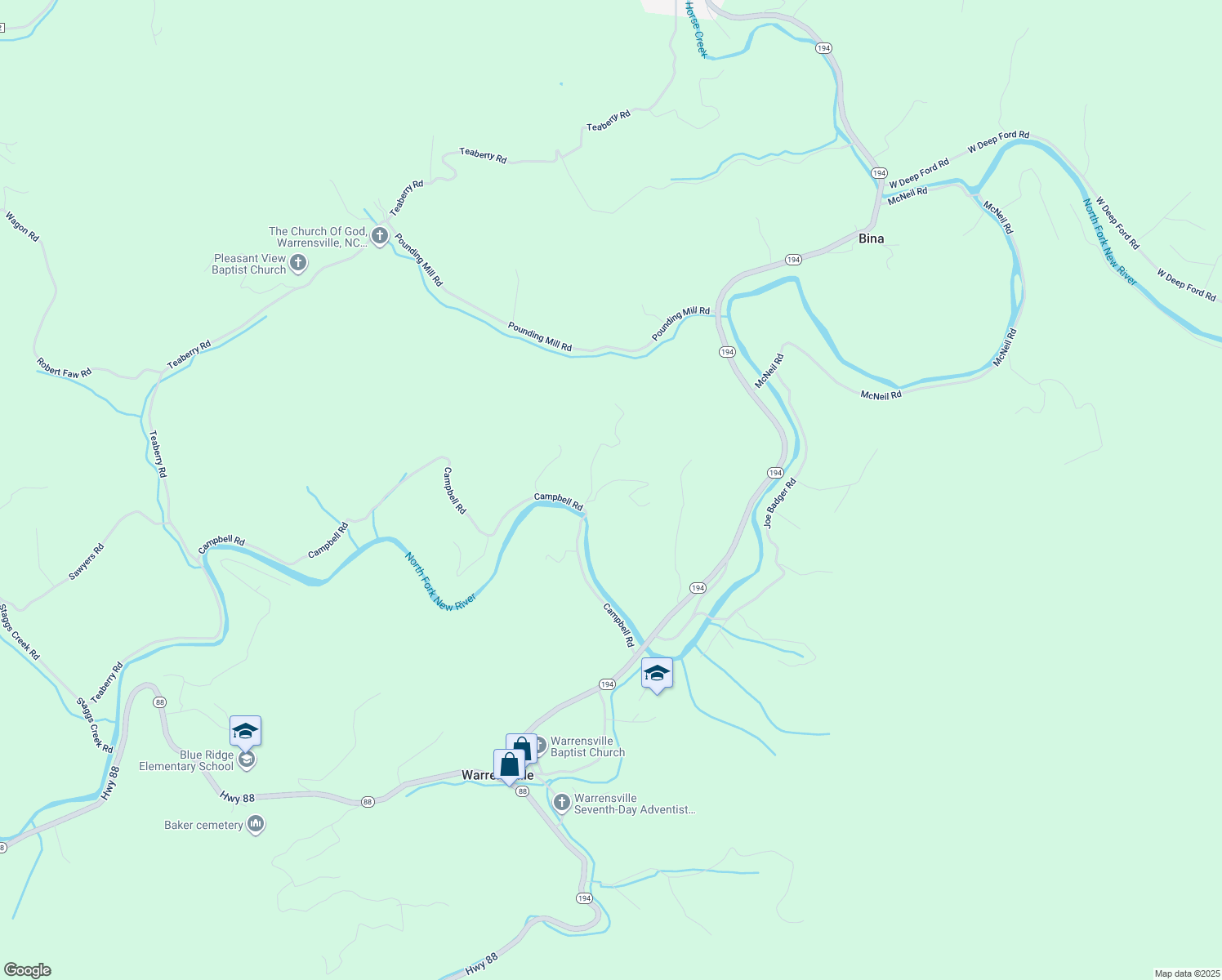 map of restaurants, bars, coffee shops, grocery stores, and more near 128 Wolf Den Trail in Warrensville