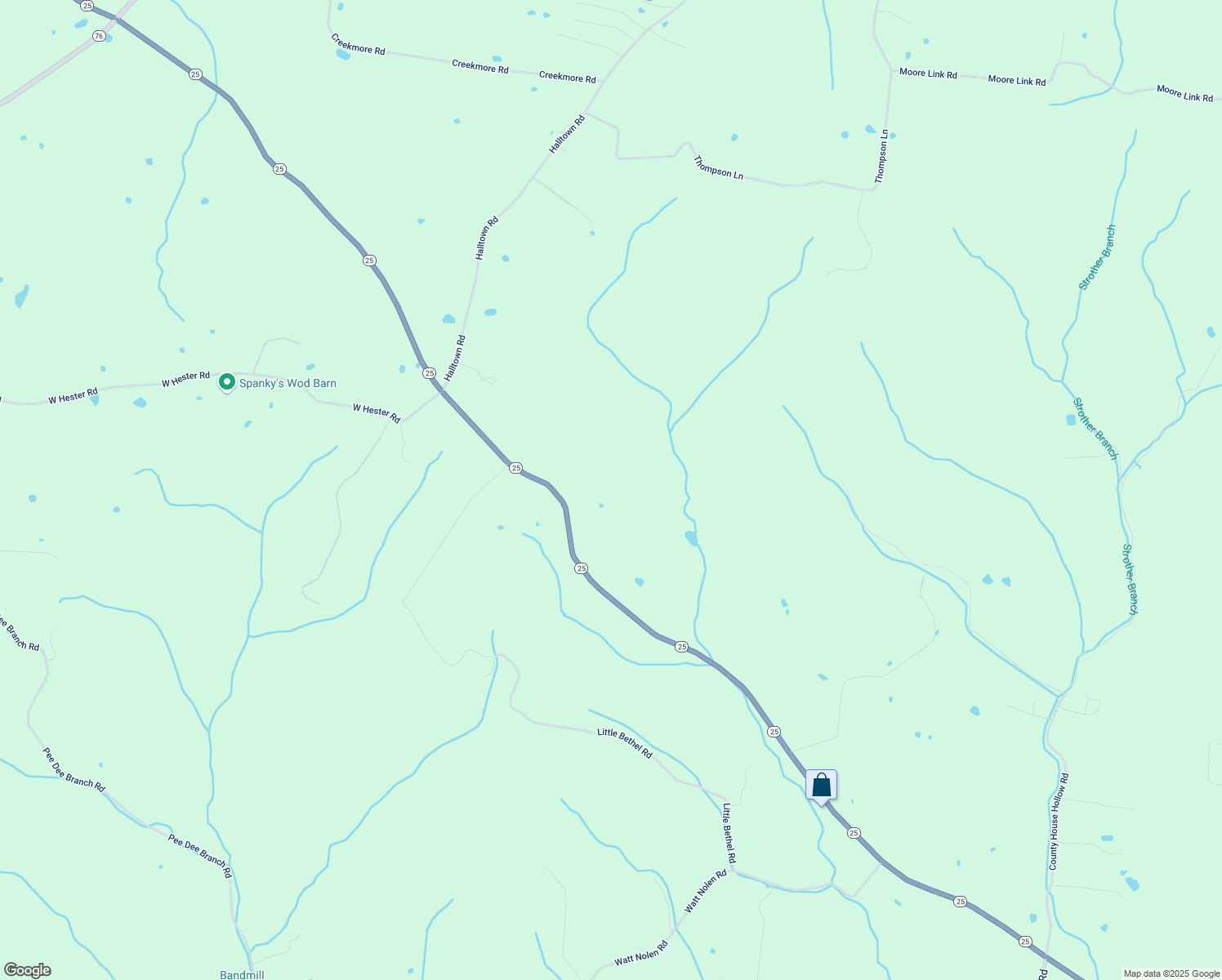 map of restaurants, bars, coffee shops, grocery stores, and more near 2802 Tennessee 25 in Cottontown