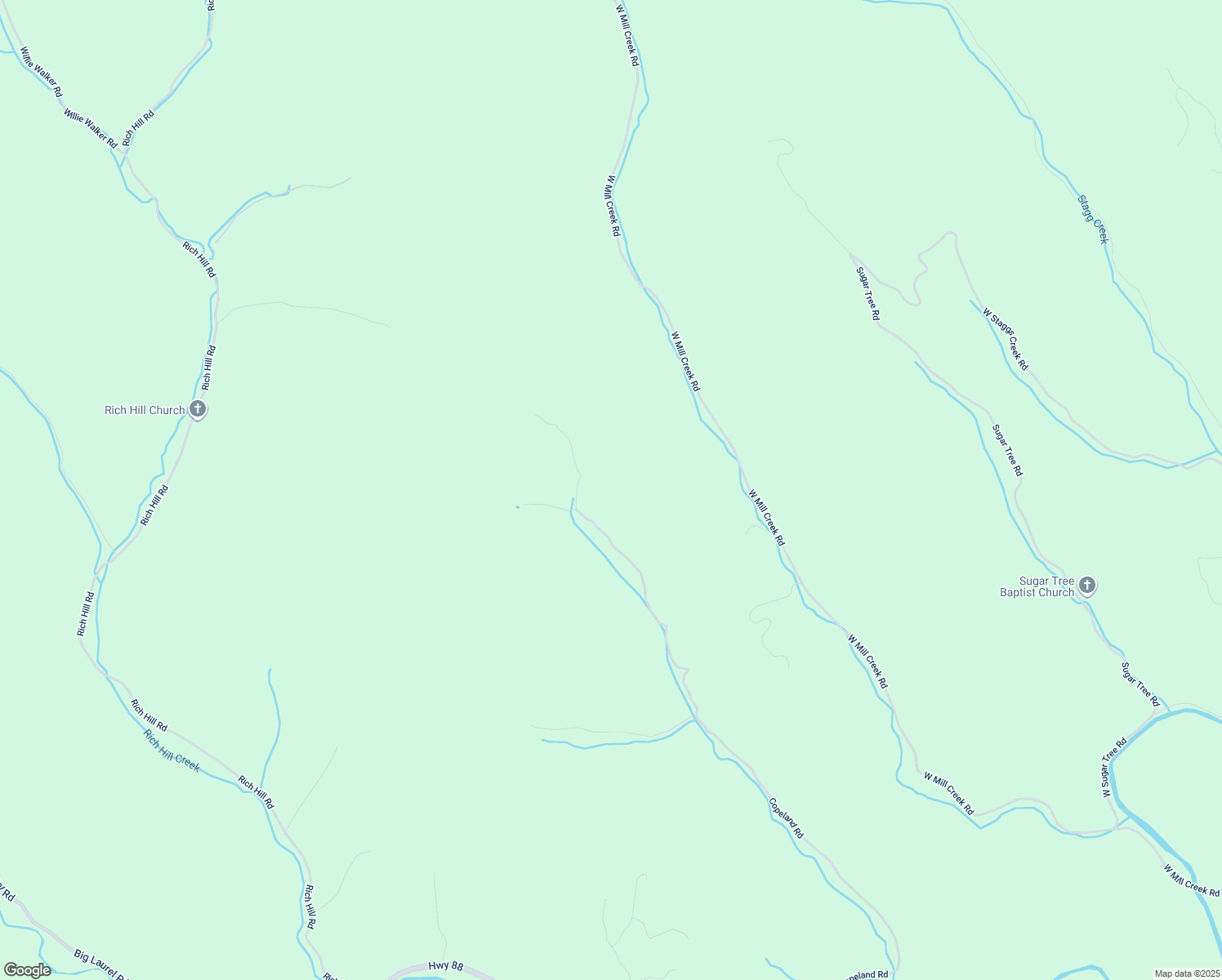 map of restaurants, bars, coffee shops, grocery stores, and more near Copeland Road in Ashe County